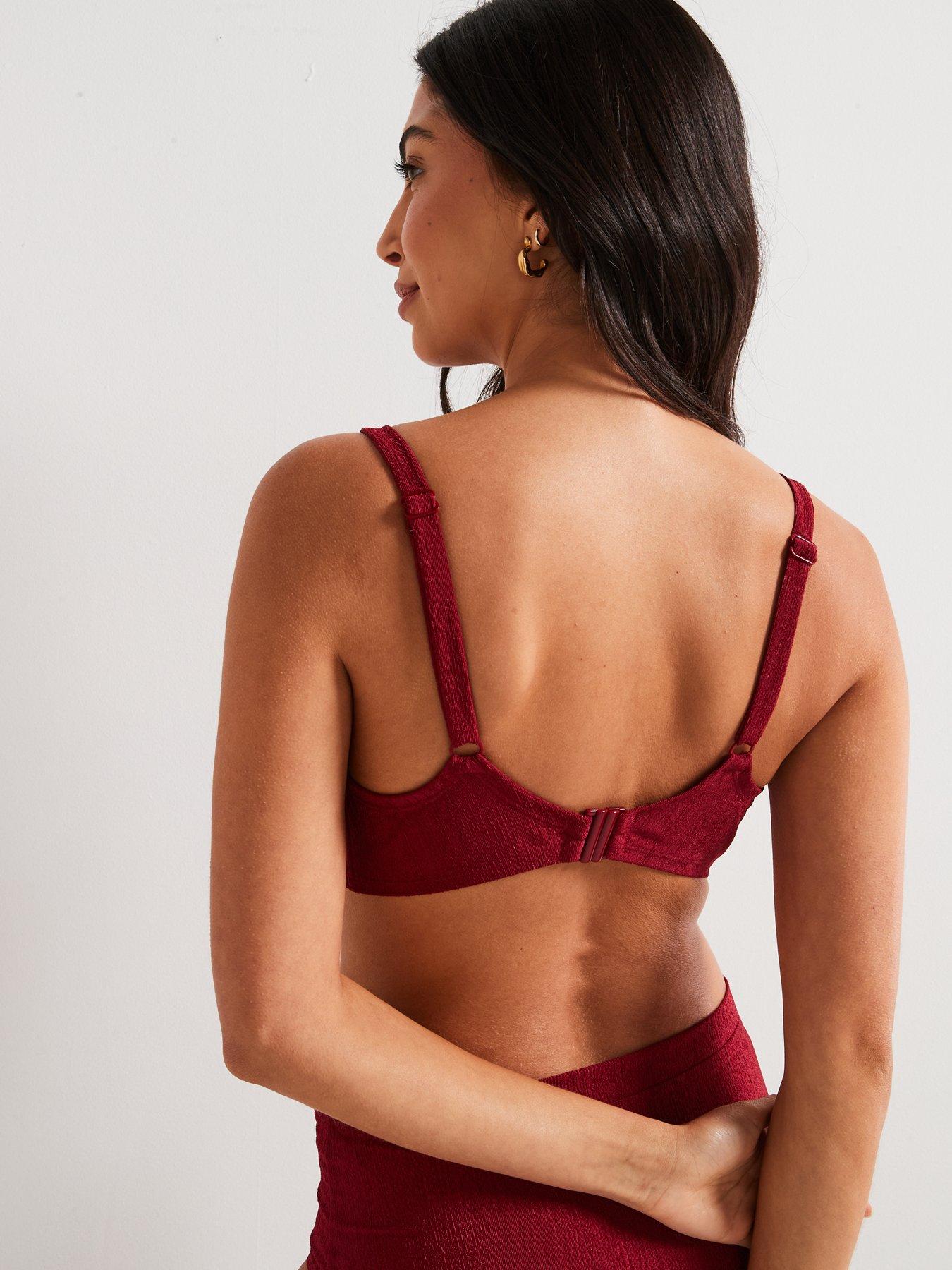 Image 4 of 4 of DORINA Madras Light Padded Bikini Top - Dark Red