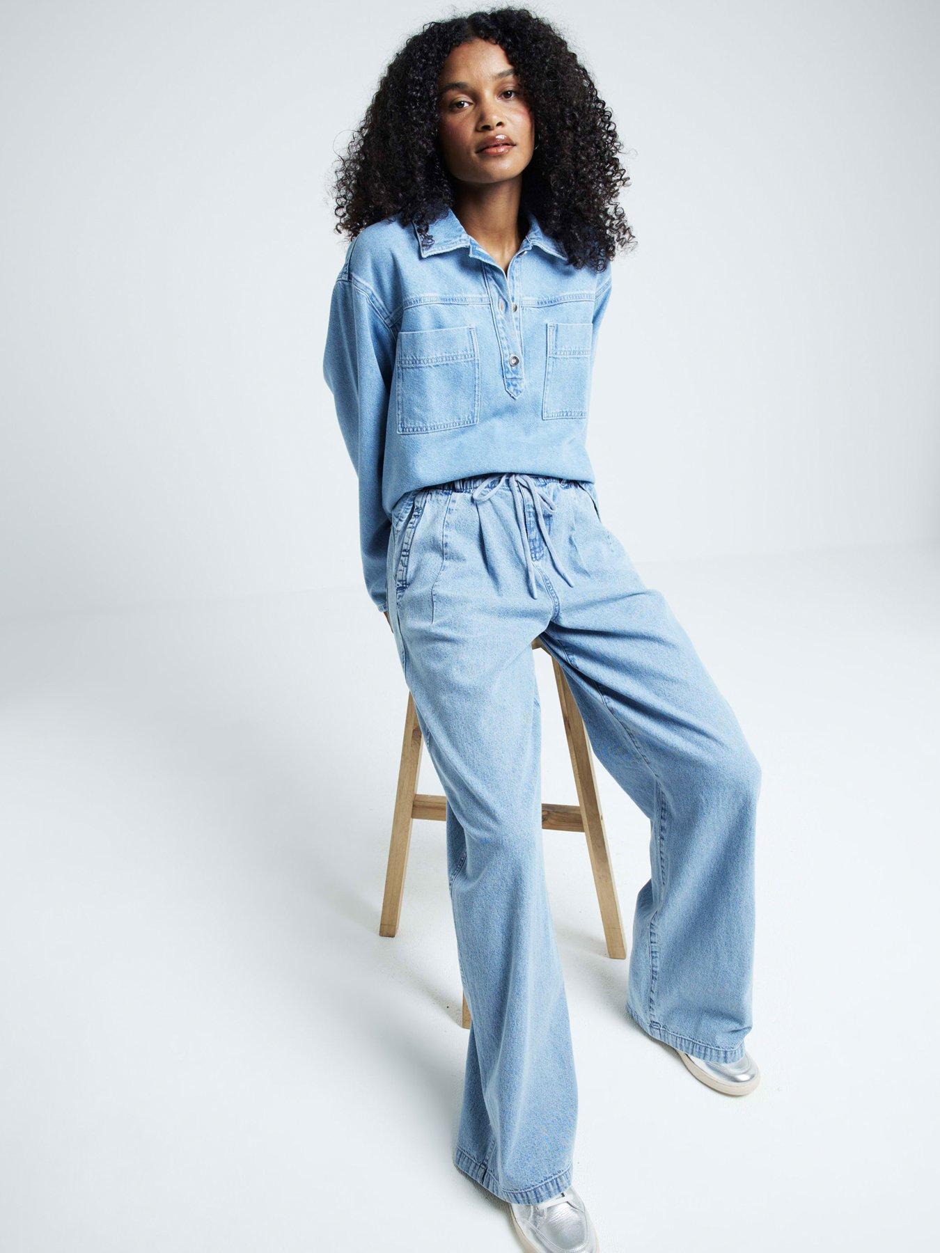 River Island Paperbag Jean Light Denim Very