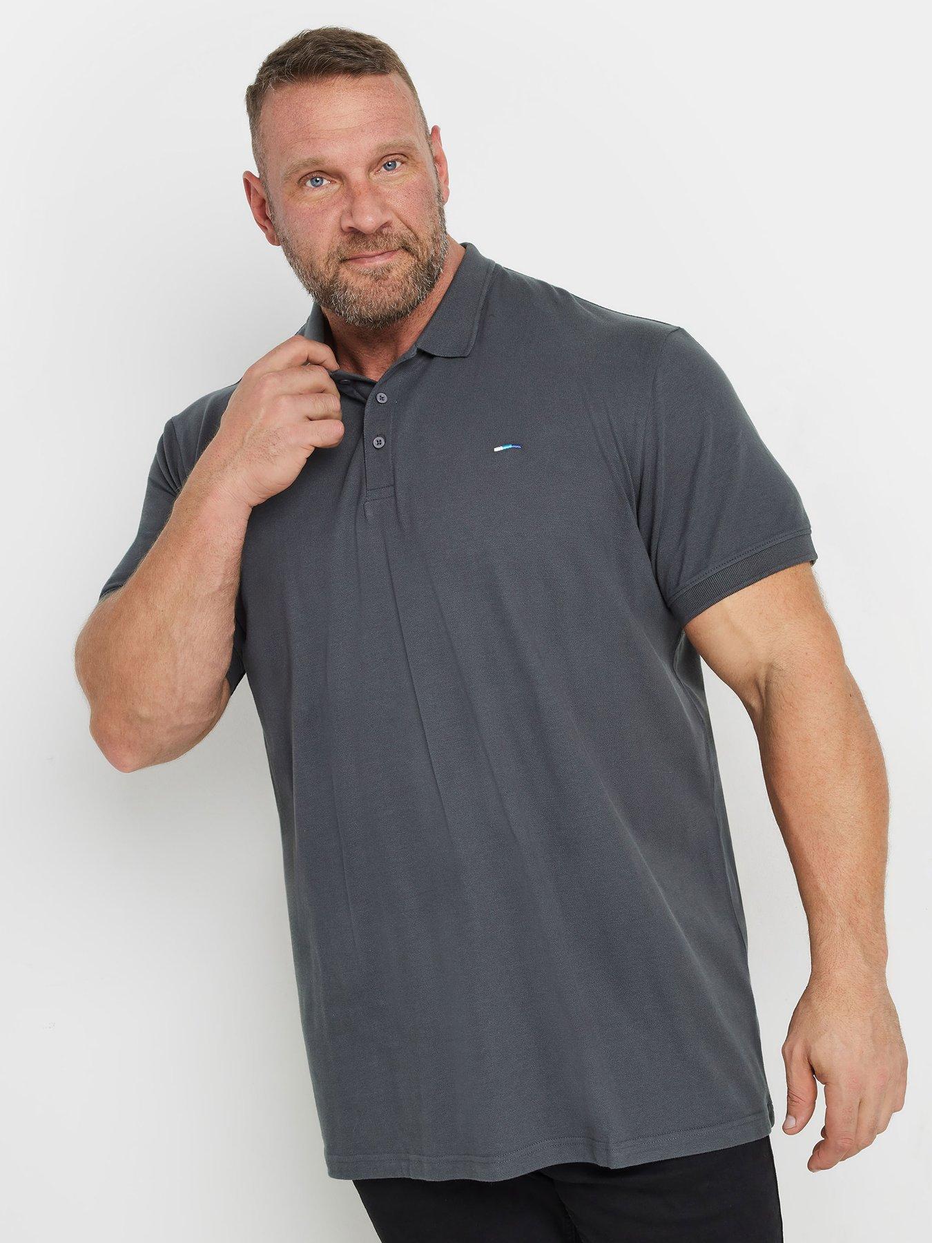 undefined Big  &  Tall Short Sleeve Plain Polo Shirt - Grey