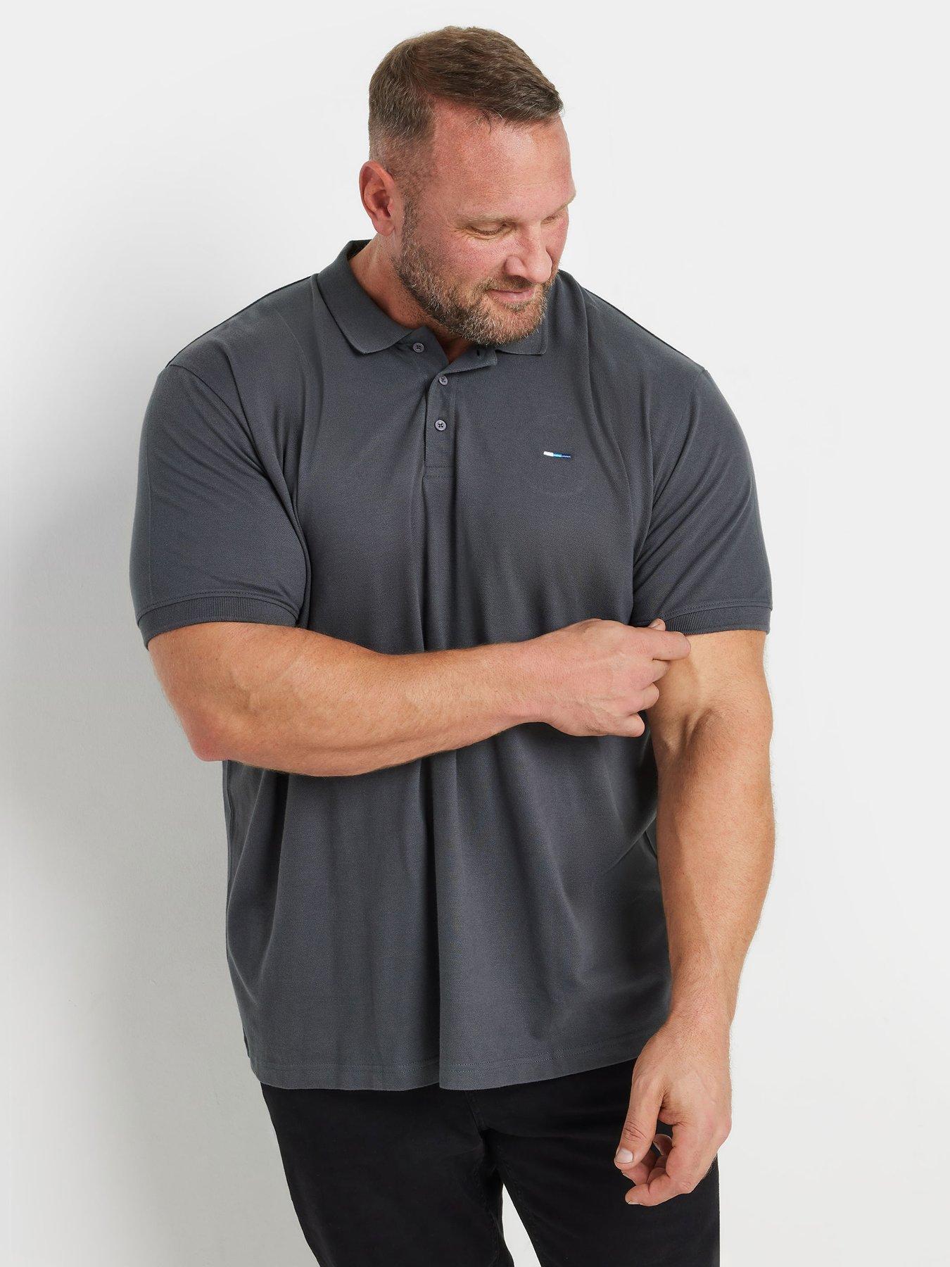 undefined Big  &  Tall Plain Polo Shirt - Grey