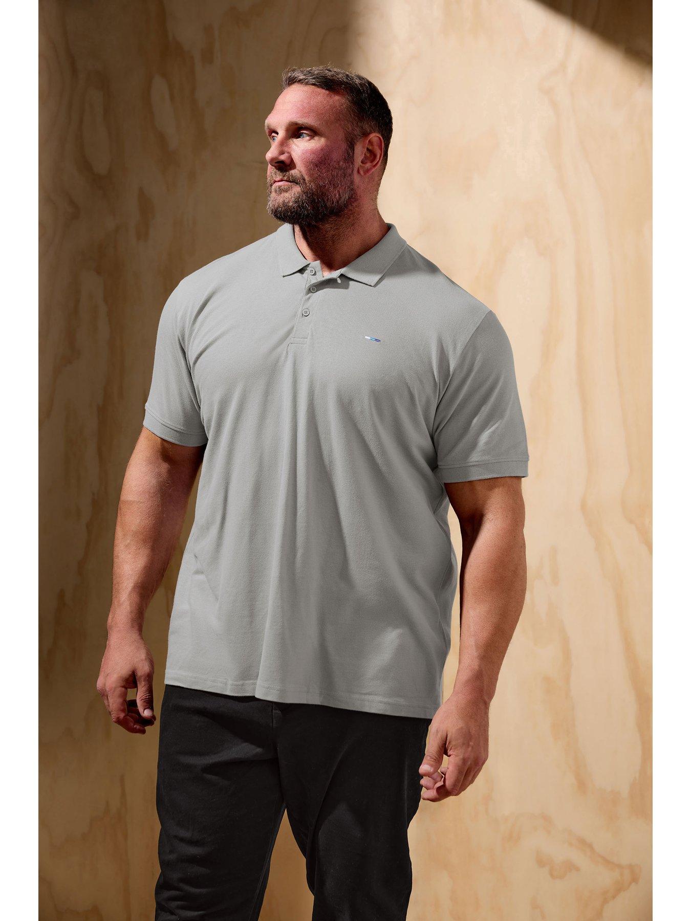 BadRhino Big Tall Plain Polo Shirt Grey Very