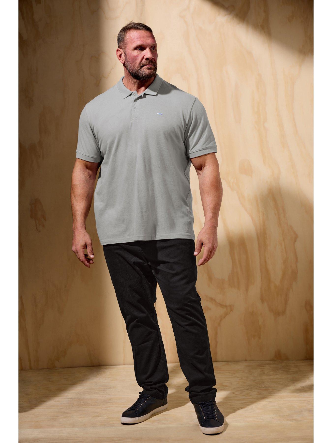 Image 2 of 3 of BadRhino Big &amp; Tall Fine Stripe Polo Shirt - Blue