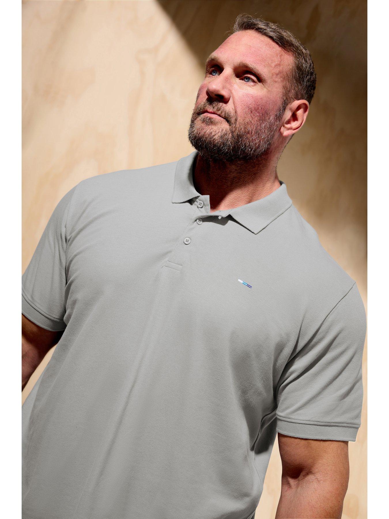 Image 3 of 3 of BadRhino Big &amp; Tall Fine Stripe Polo Shirt - Blue