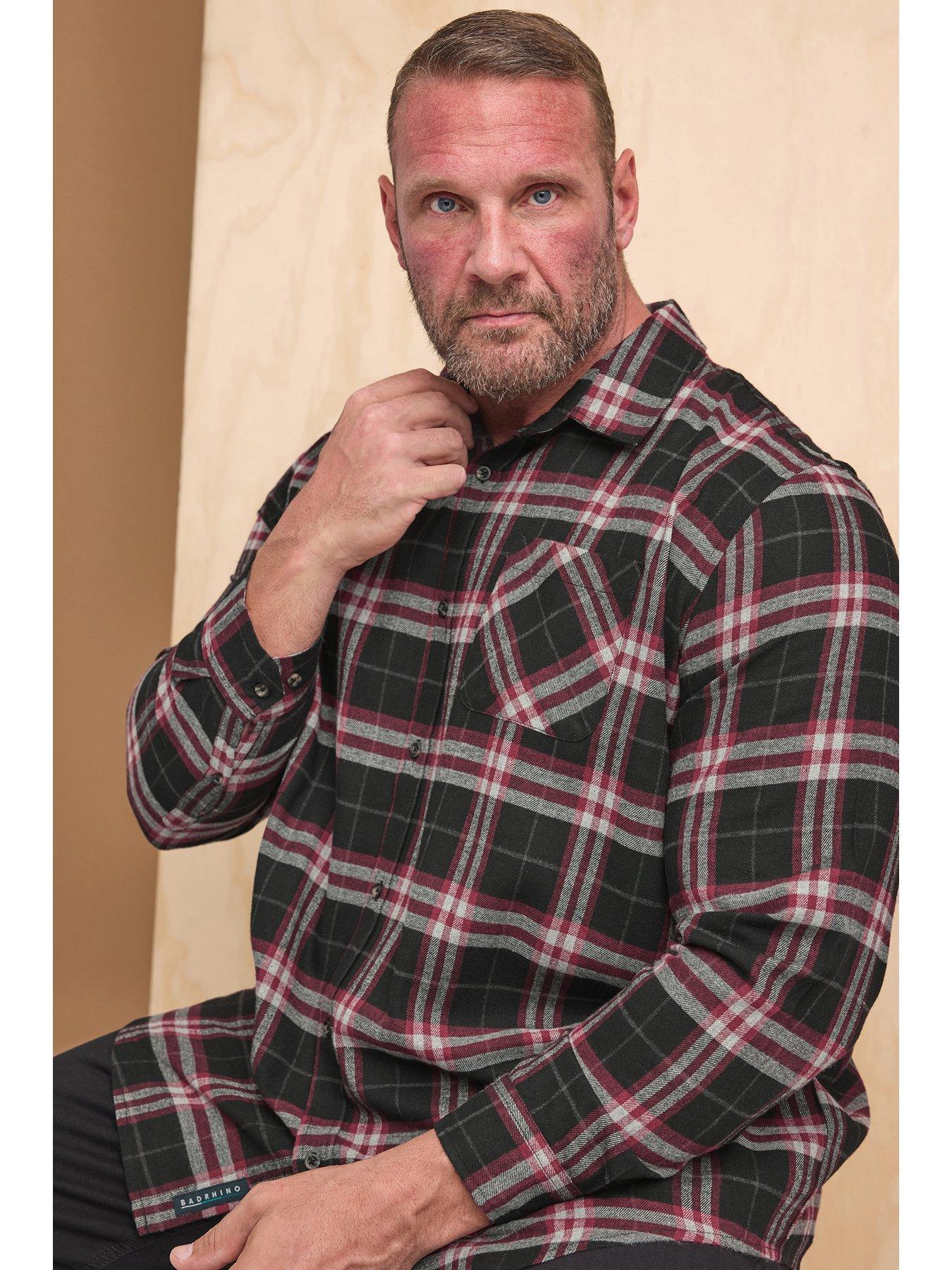 undefined Big  &  Tall Long Sleeve Checked Shirt - Black