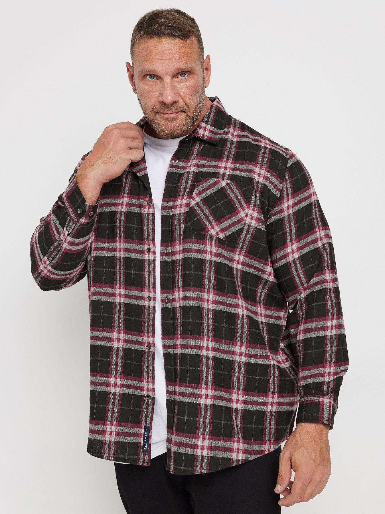 Image 2 of 2 of BadRhino Big &amp; Tall Long Sleeve Checked Shirt - Black