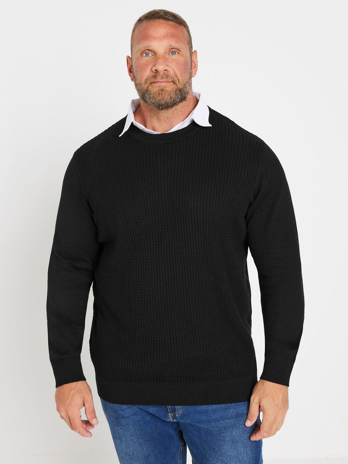 Image 1 of 1 of BadRhino Cable Knit Mock Shirt Knitted Jumper - Black