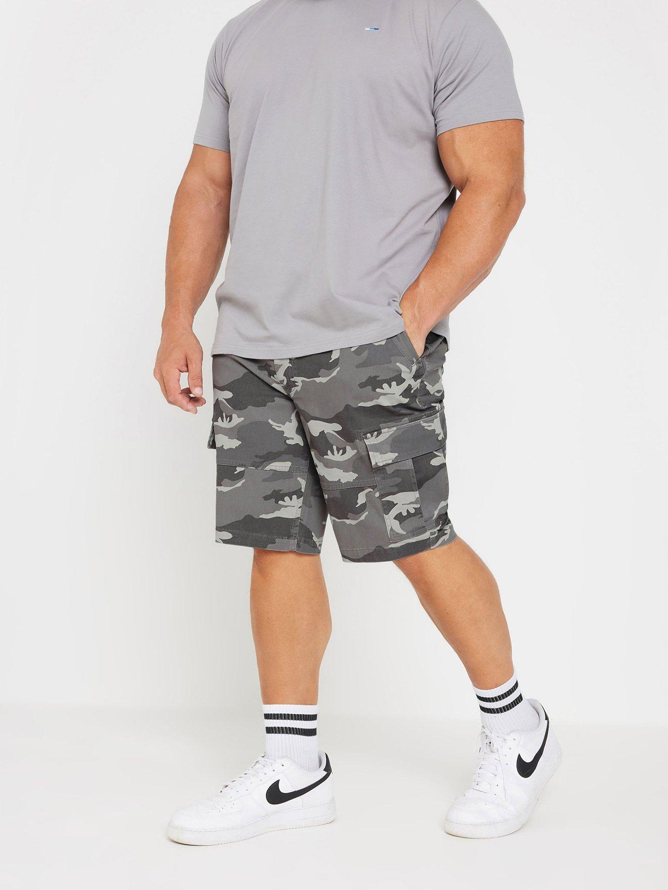 BadRhino Camo Cargo Shorts, Grey, Size 52, Men