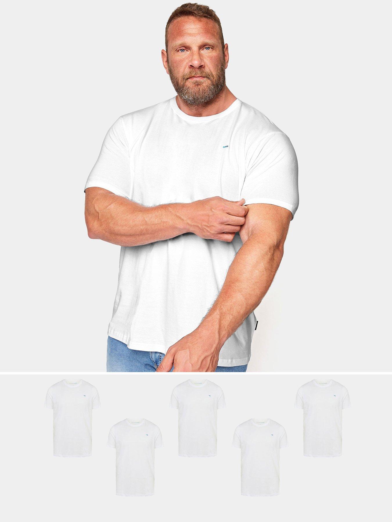 BadRhino 5 Pack T-shirt, White, Size 1Xl, Men
