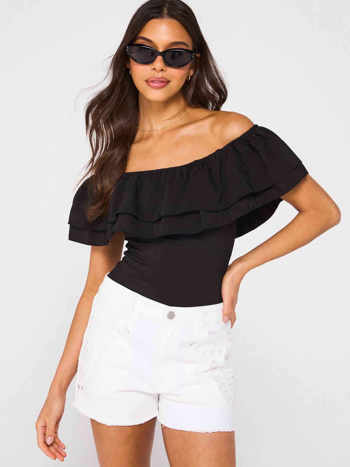 Image 4 of 6 of V by Very Denim Cutwork Embroidery Shorts - White