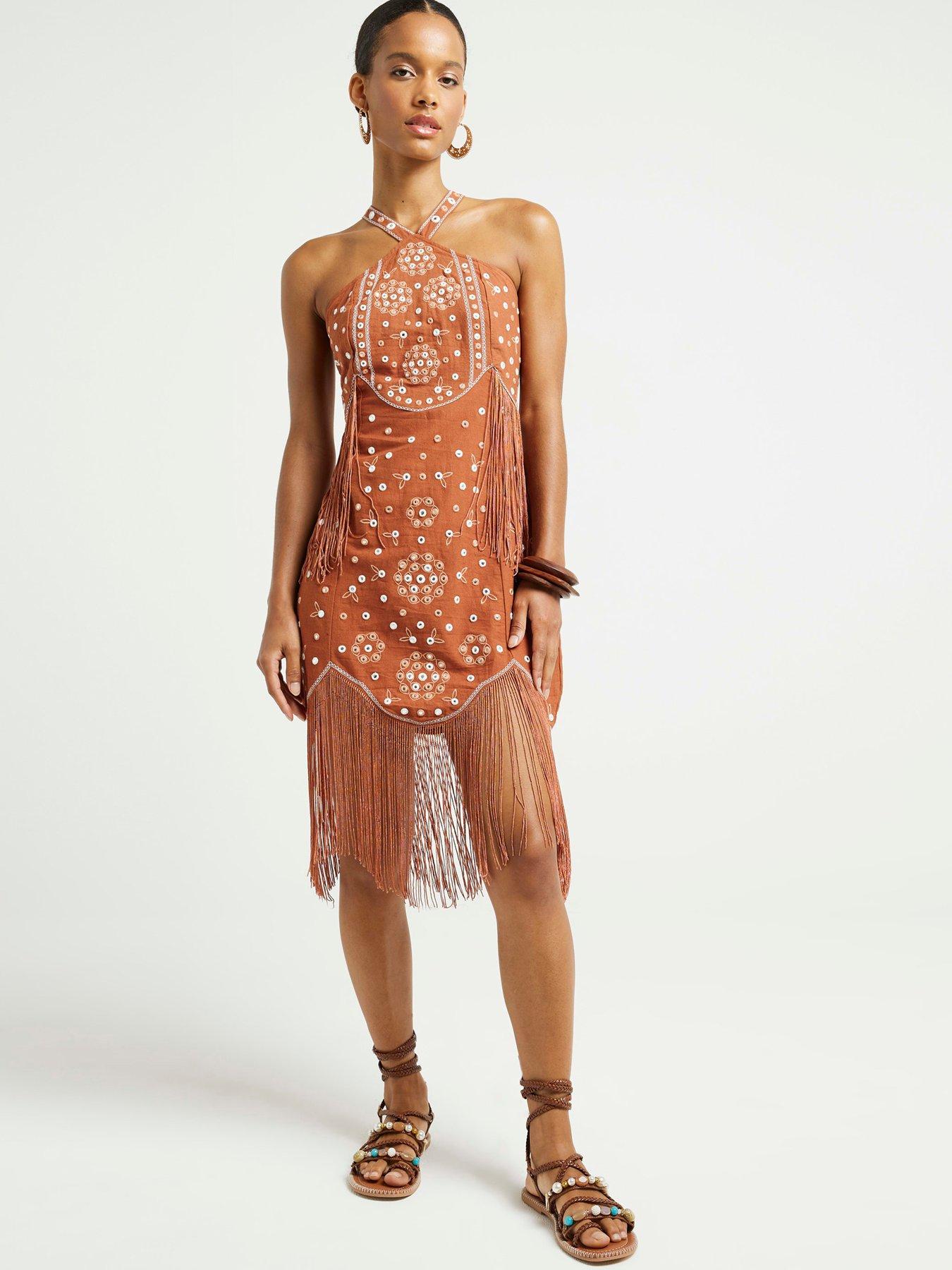 Embellished fringe dress sale