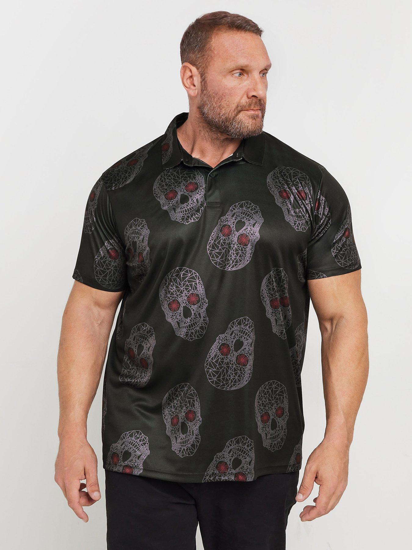BadRhino Br Golf Skull Polo Shirt, Black, Size 2Xl, Men