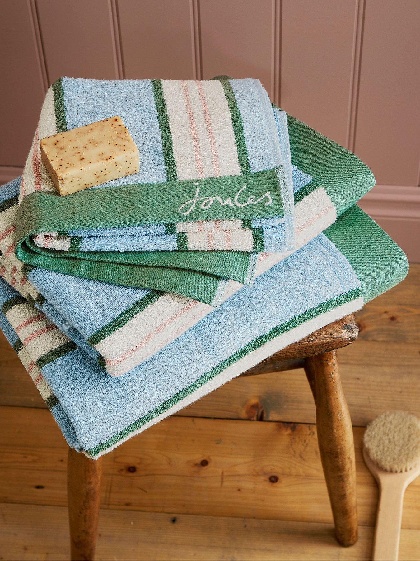 Product photograph of Joules Juliette Stripe 100 Combed Cotton Bath Towel Collection from very.co.uk