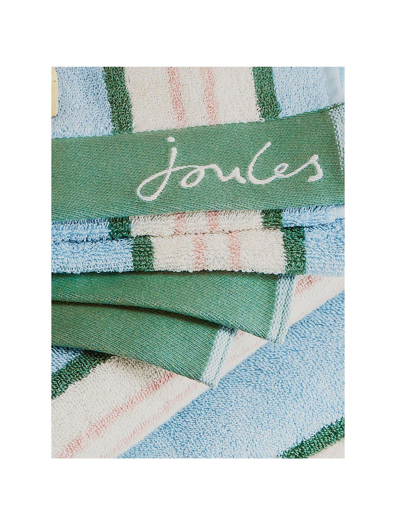 Joules Juliette 100% Cotton Percale Stripe Bath Sheet Blue | Very