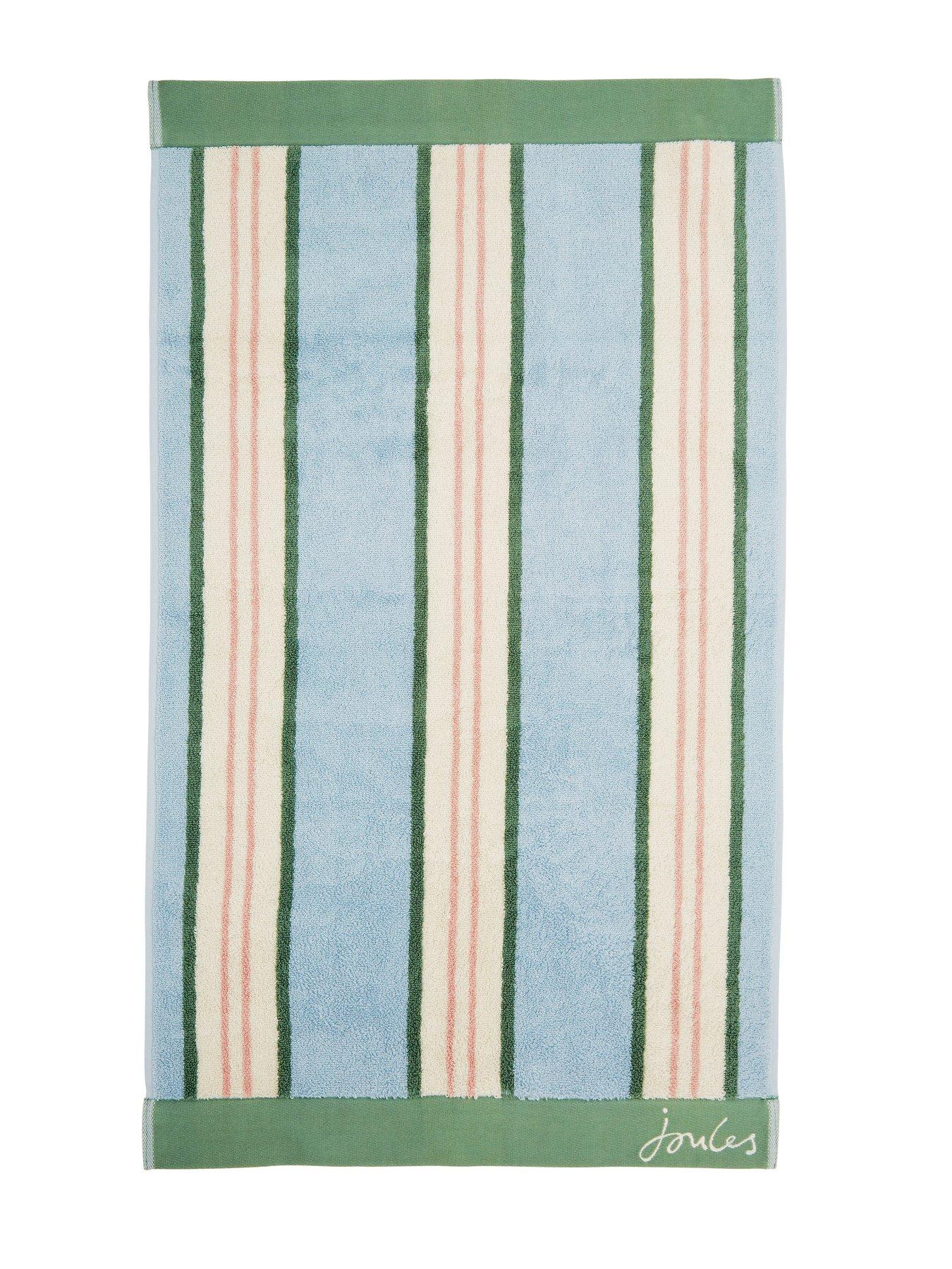 Joules Juliette 100% Cotton Percale Stripe Bath Sheet Blue | Very