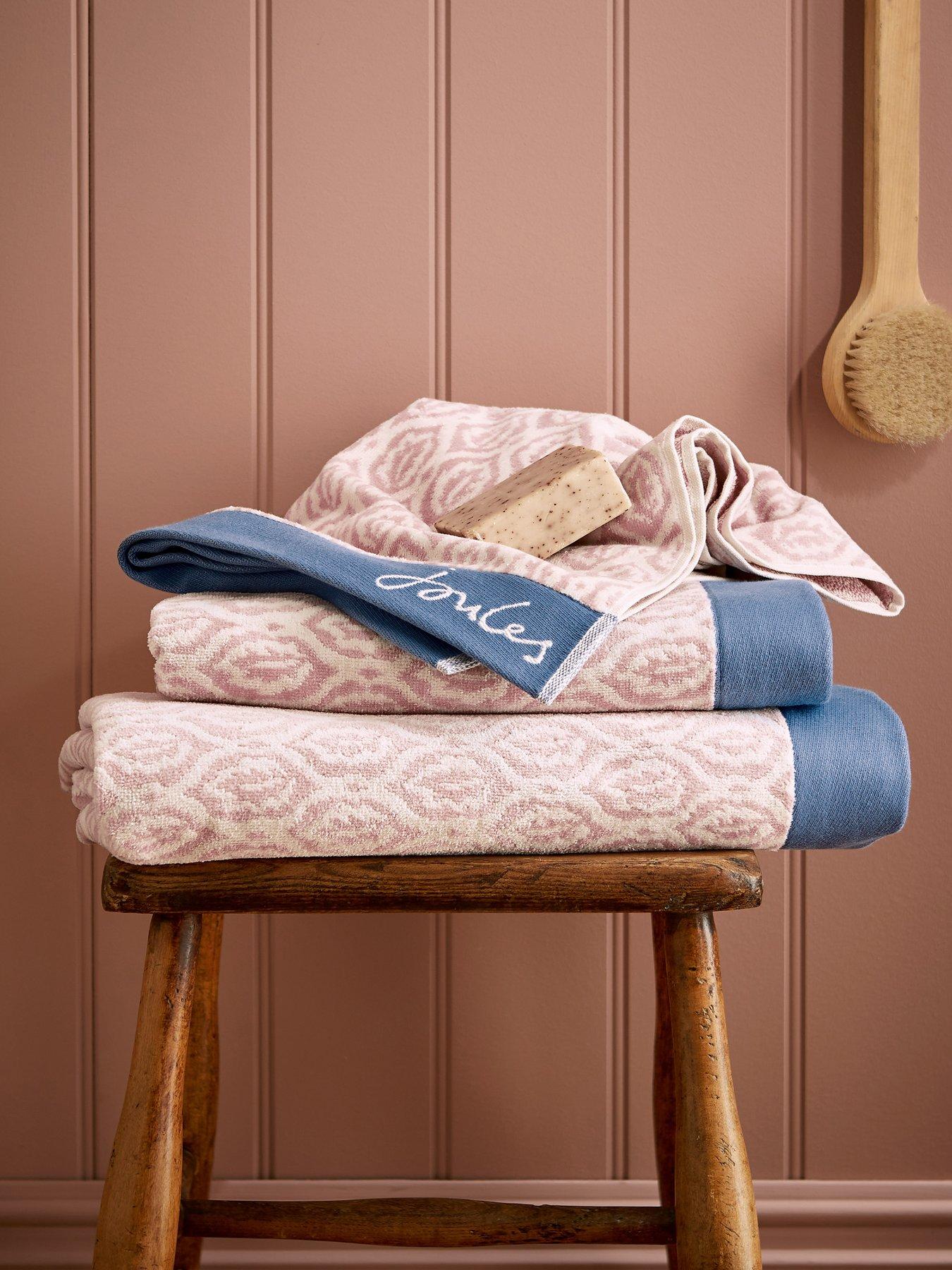 Product photograph of Joules Leaf Trellis 100 Combed Cotton Hand Towel - Pink from very.co.uk