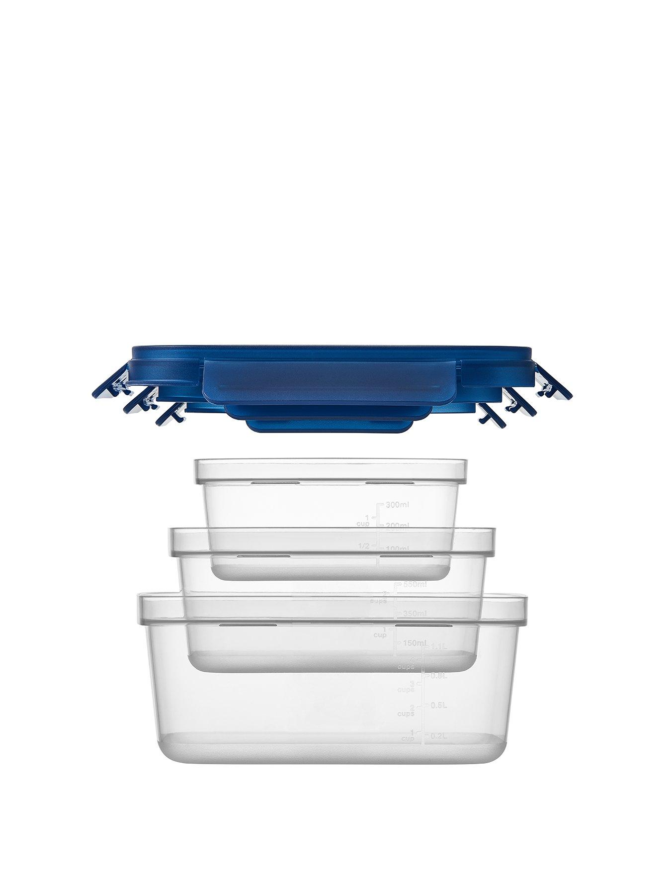 Image 2 of 6 of Lock and Lock Nestnlock Blue/clear 3pc Set - 500ml / 920ml / 1.6l