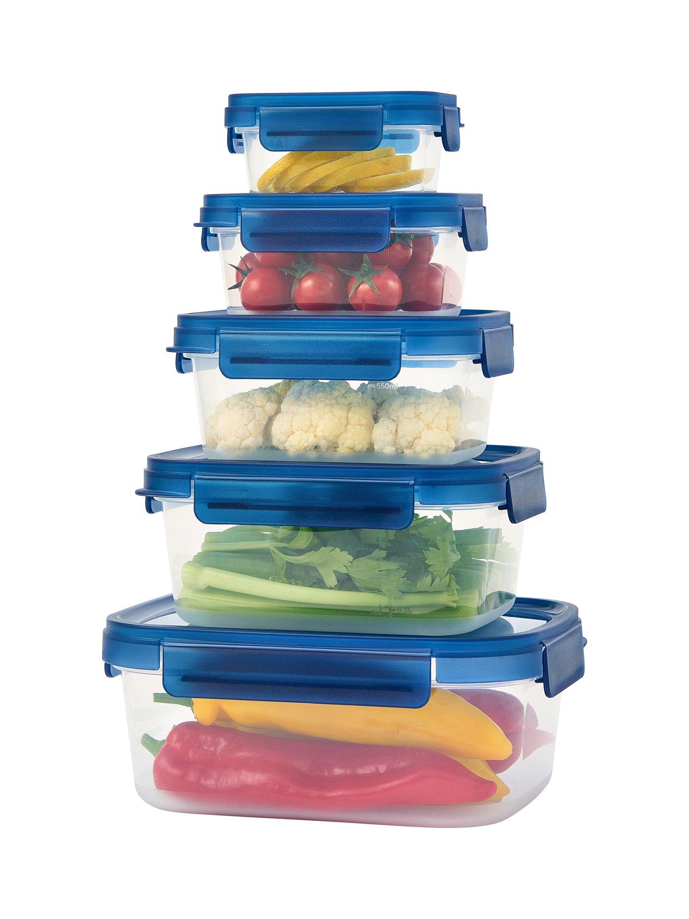 Image of Lock and Lock Nestnlock Blue/clear 5pc Set - 230ml/500ml / 920ml / 1.6l/2.7l
