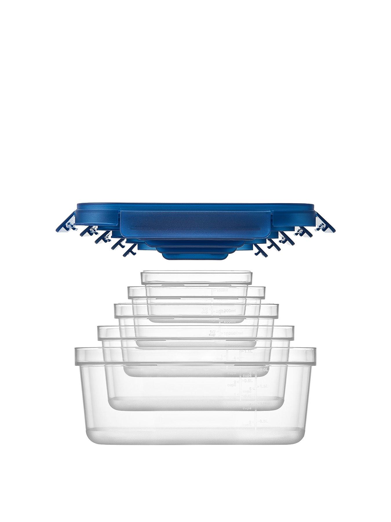 Image 2 of 6 of Lock and Lock Nestnlock Blue/clear 5pc Set - 230ml/500ml / 920ml / 1.6l/2.7l