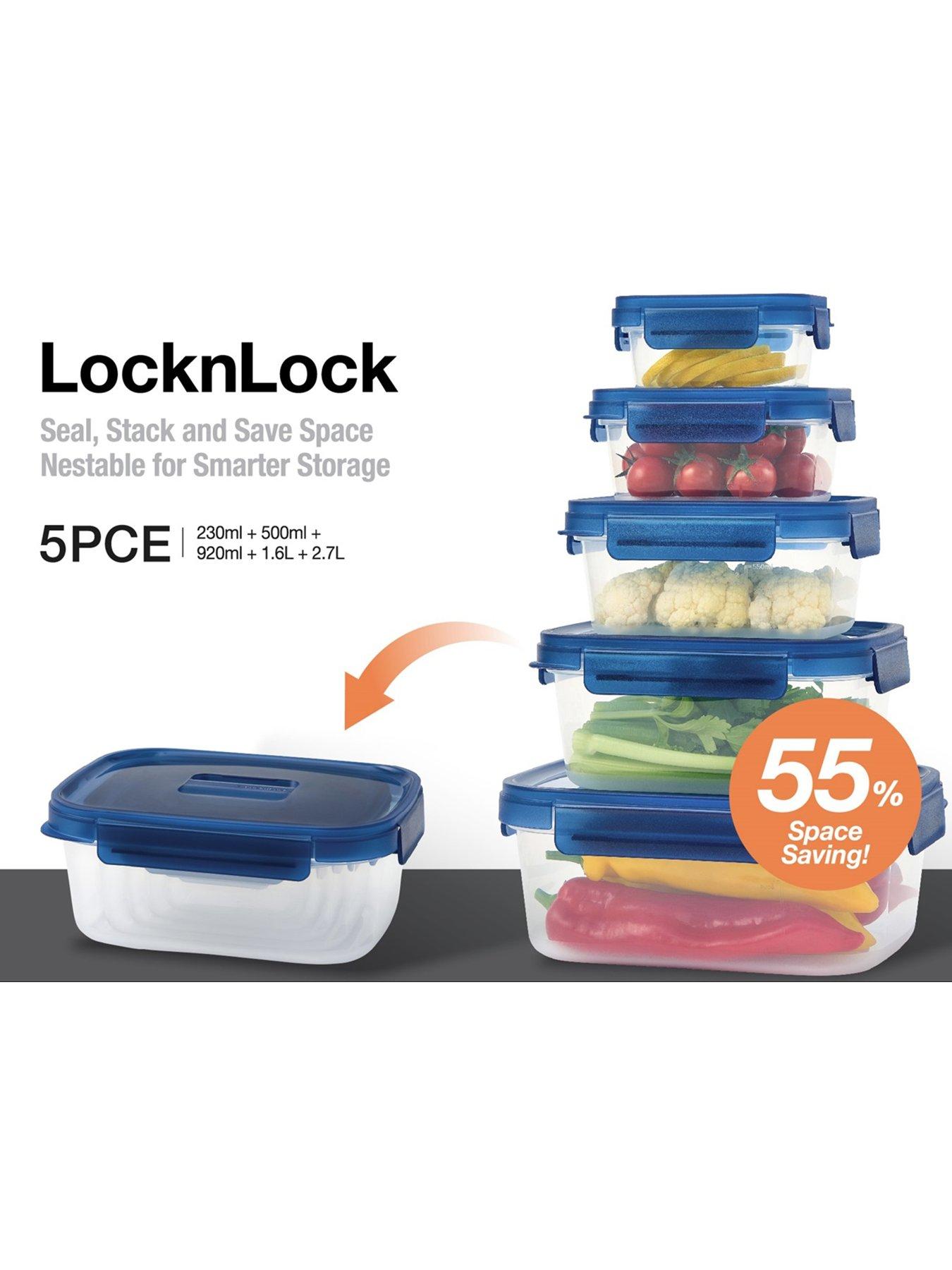 Image 5 of 6 of Lock and Lock Nestnlock Blue/clear 5pc Set - 230ml/500ml / 920ml / 1.6l/2.7l