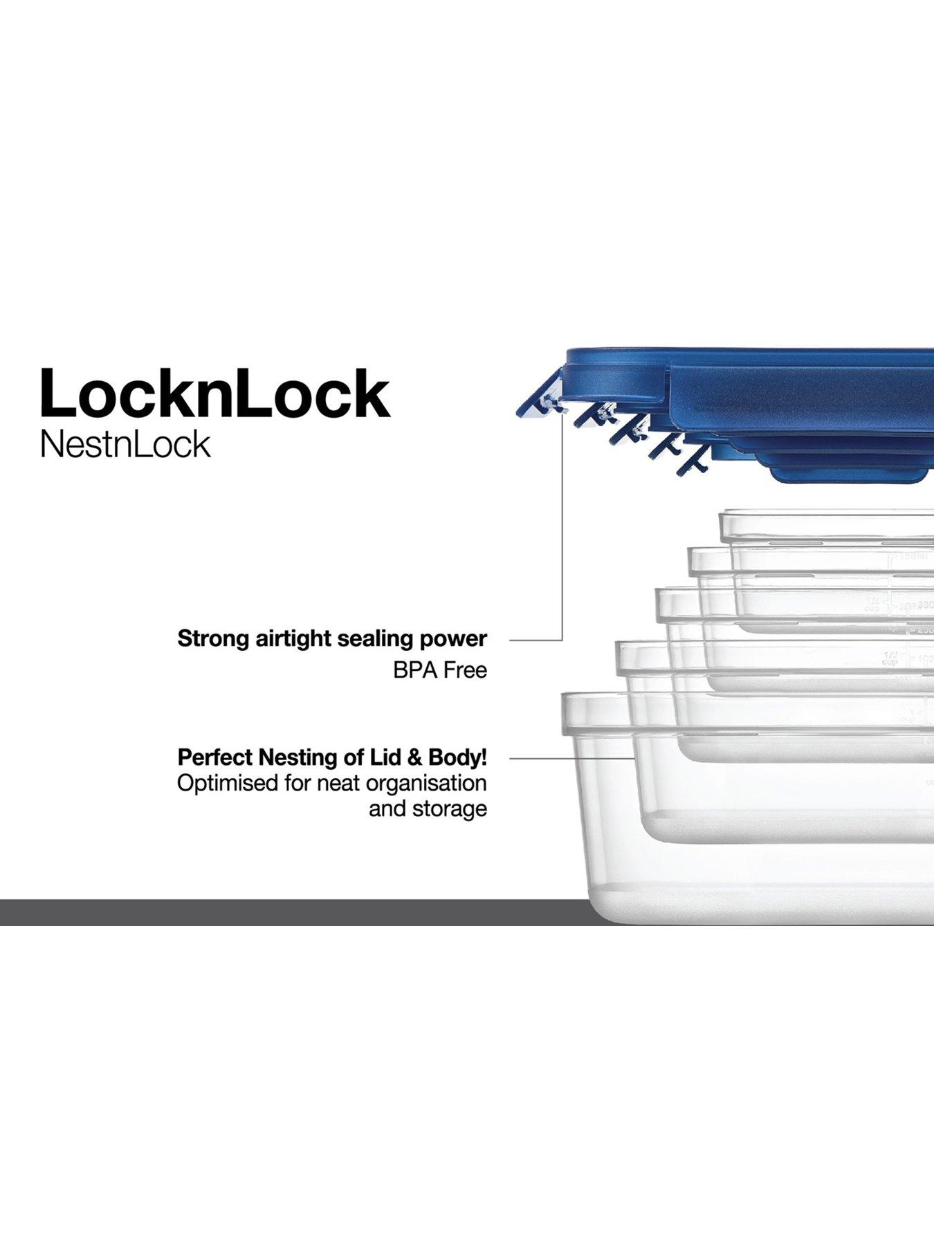 Image 6 of 6 of Lock and Lock Nestnlock Blue/clear 5pc Set - 230ml/500ml / 920ml / 1.6l/2.7l
