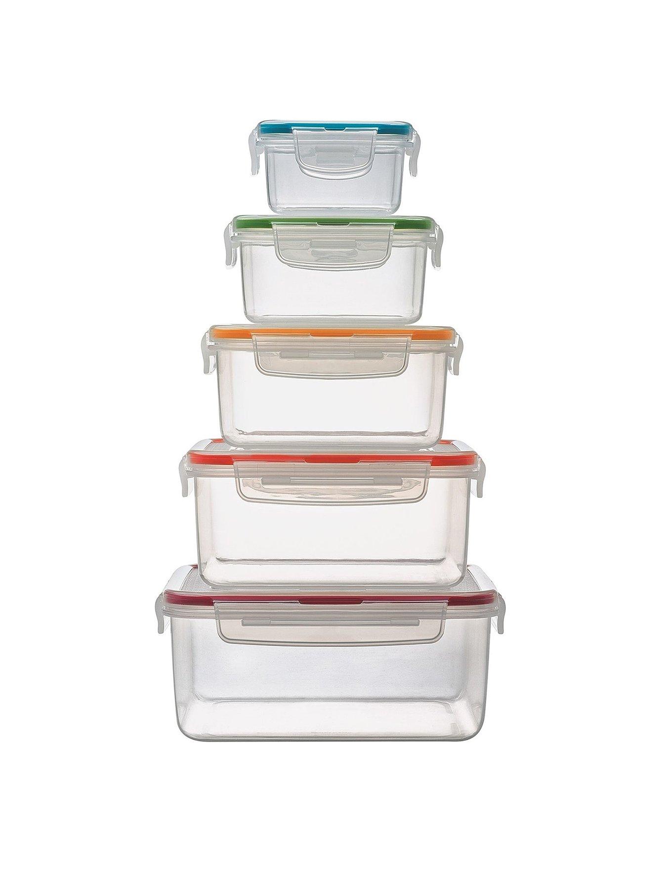 Image 2 of 5 of LocknLock 5pce Container Set - Square &amp; Nestable With Col Seals 2.1lt/1.3lt/820ml/430ml/180ml