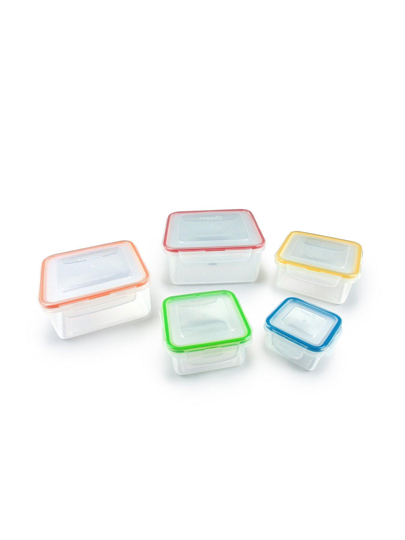 Lock and Lock 5pce Container Set - Square & Nestable With Col Seals 2 ...