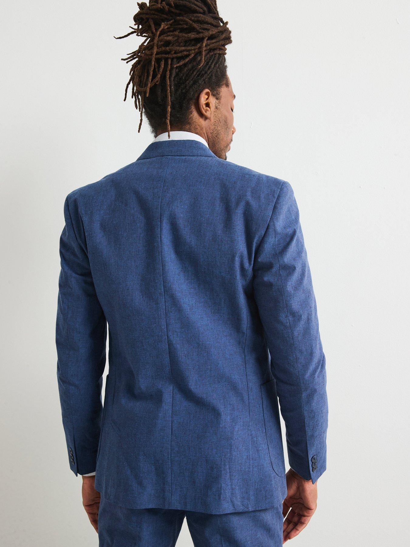 Image 2 of 6 of Very Man Slim Fit Cotton Linen Suit Jacket - Navy
