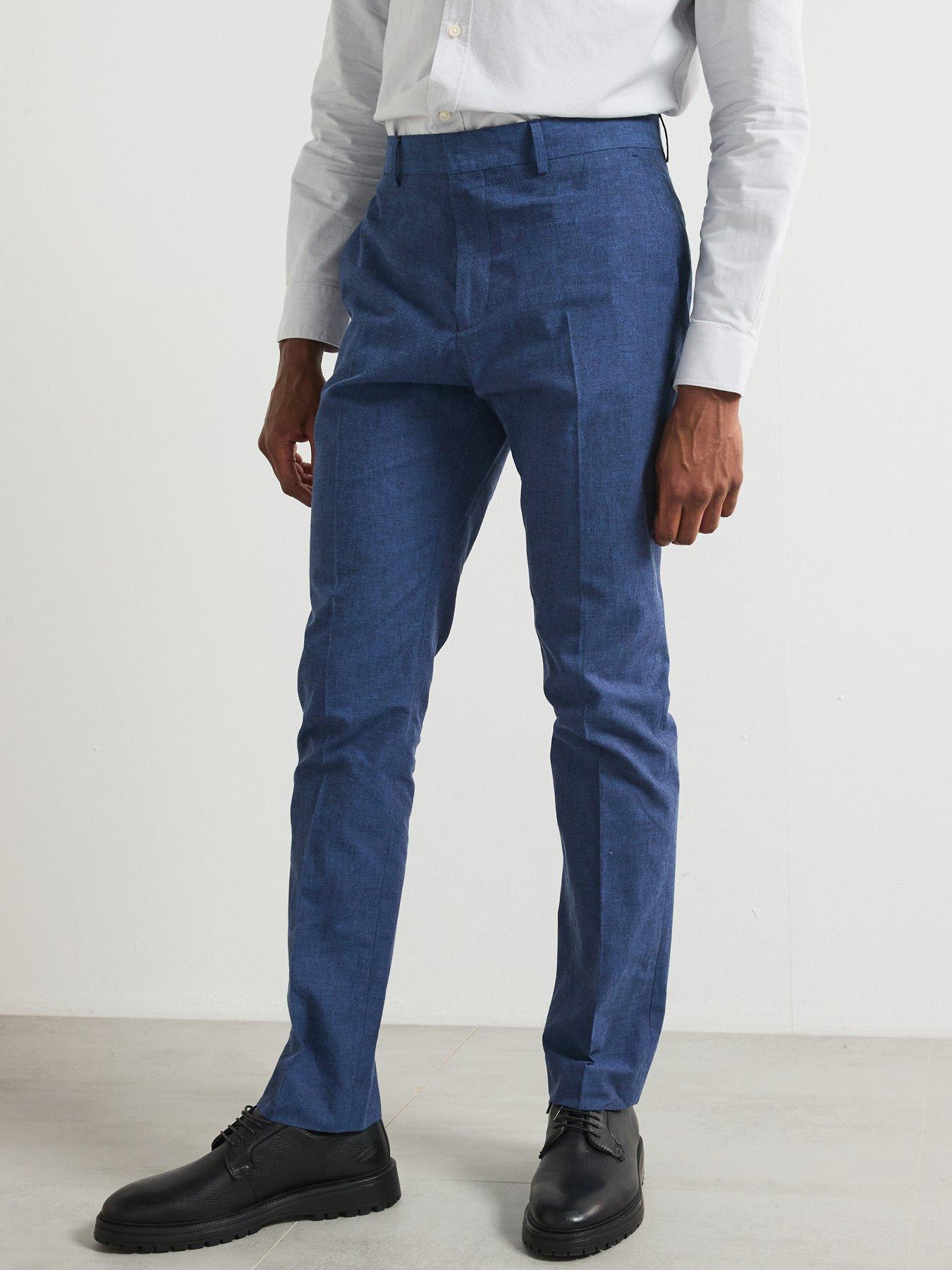 Image 1 of 5 of Very Man Slim Fit Cotton Linen Suit Trouser - Navy