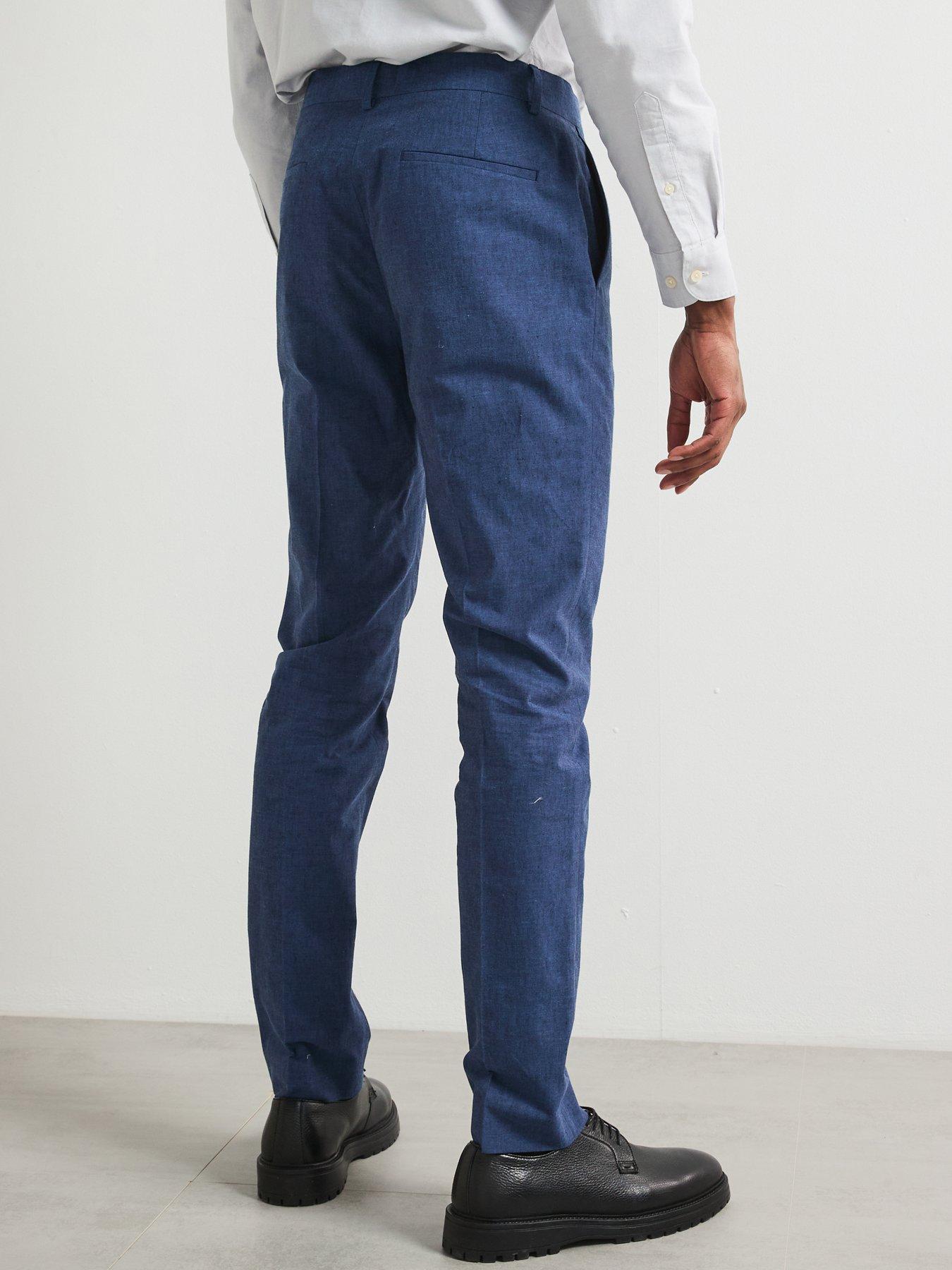 Image 2 of 5 of Very Man Slim Fit Cotton Linen Suit Trouser - Navy