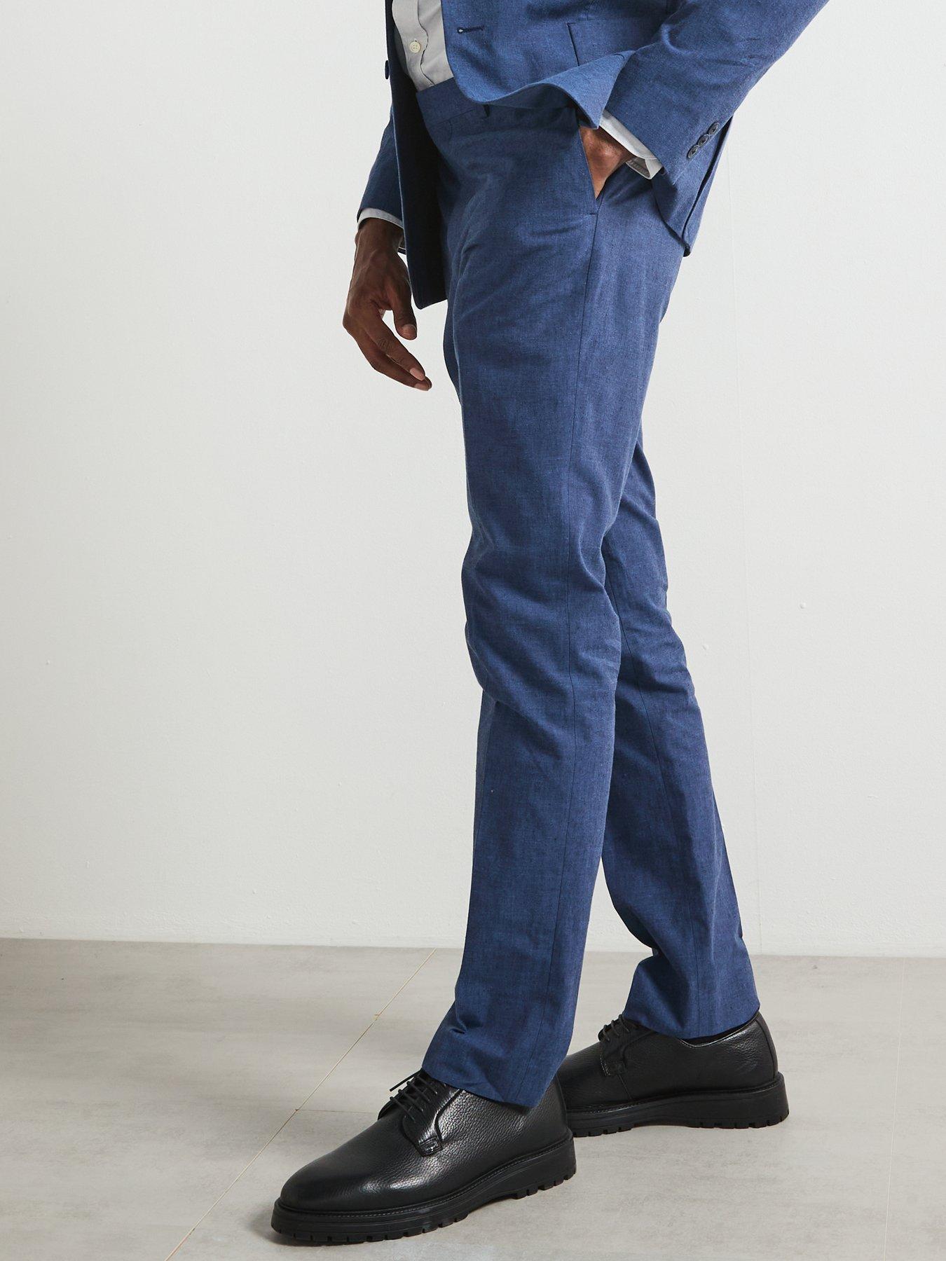 Image 4 of 5 of Very Man Slim Fit Cotton Linen Suit Trouser - Navy