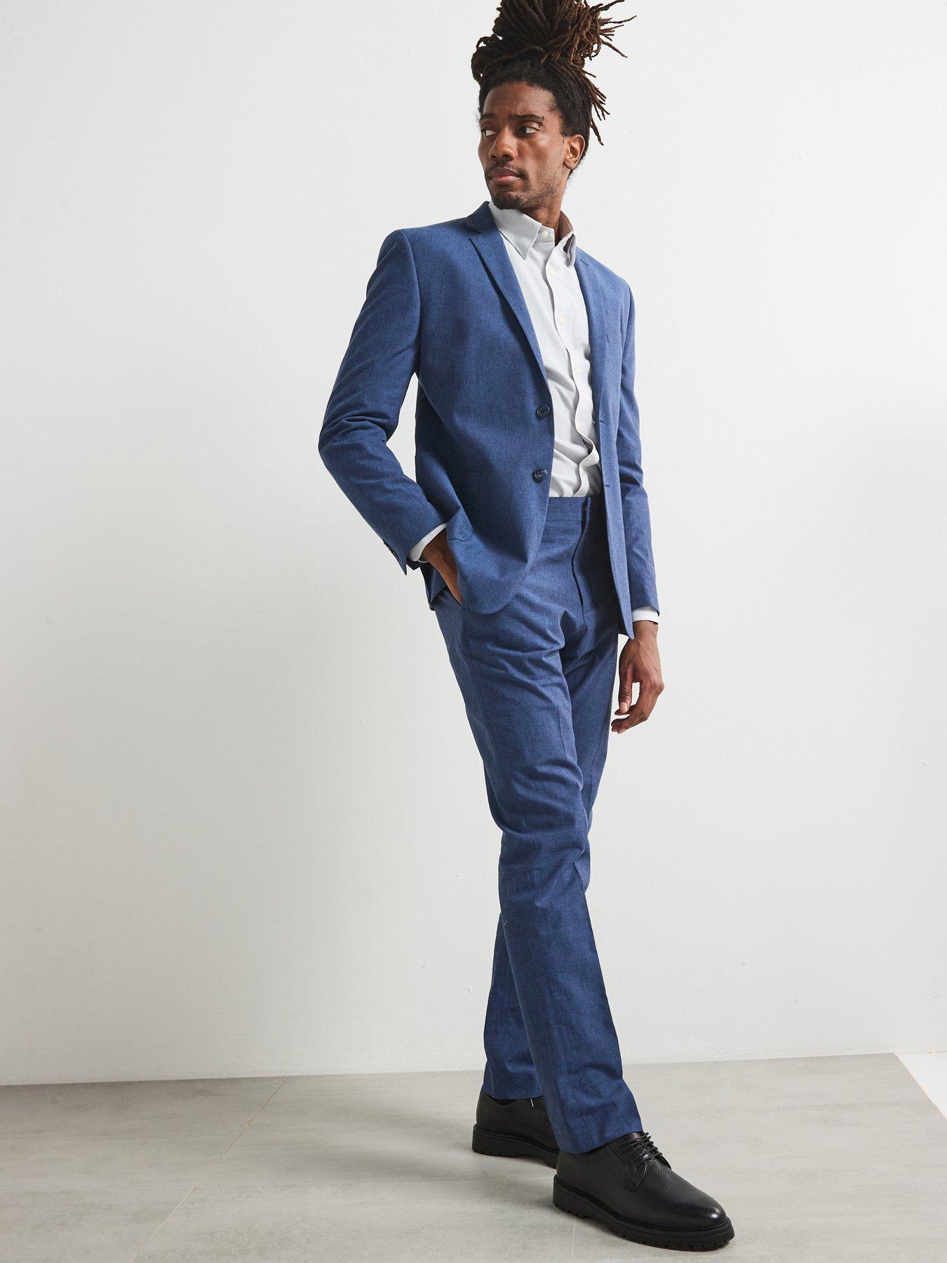 Image 5 of 5 of Very Man Slim Fit Cotton Linen Suit Trouser - Navy