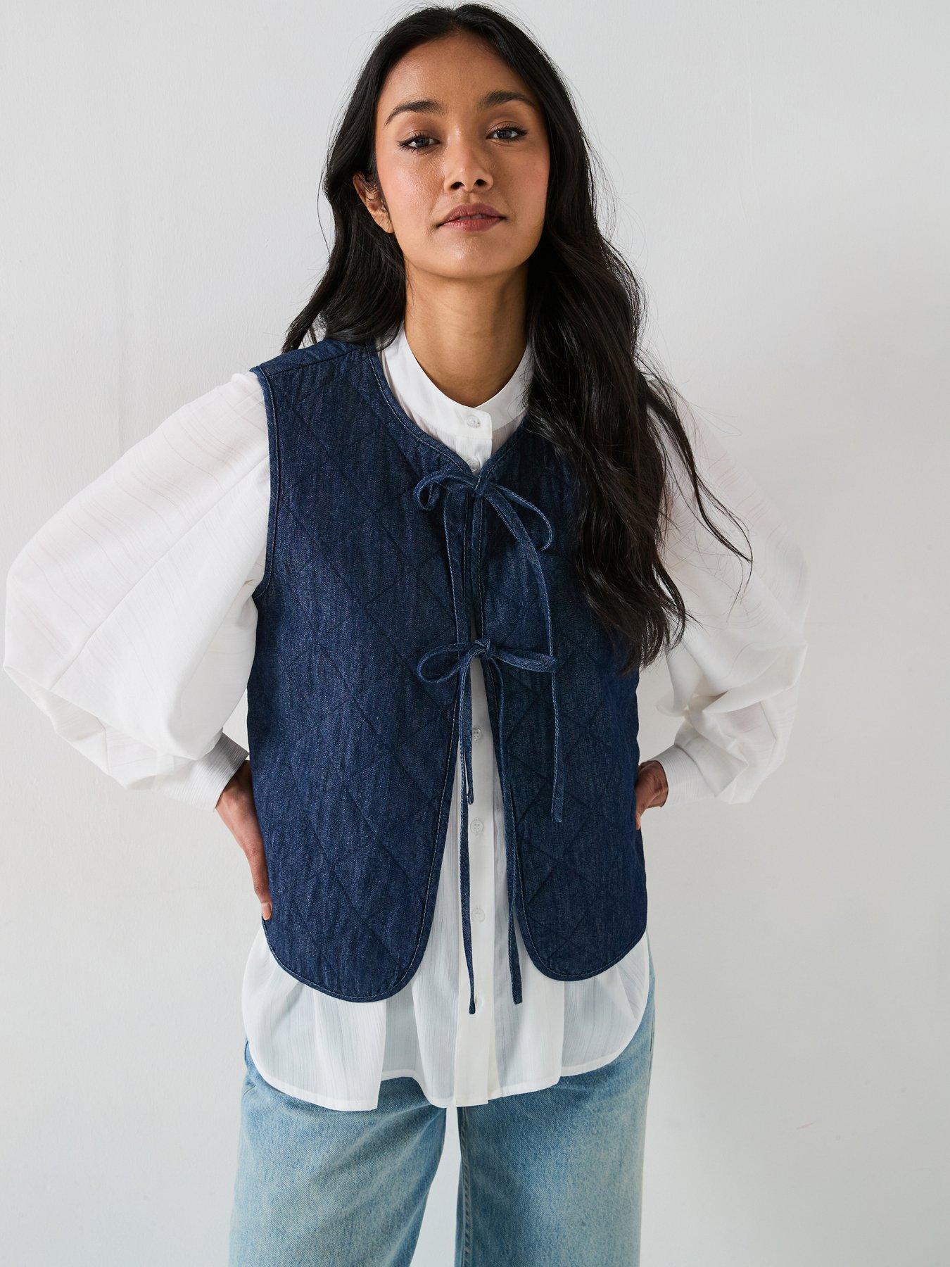 undefined Quilted Denim Gilet - Dark Wash