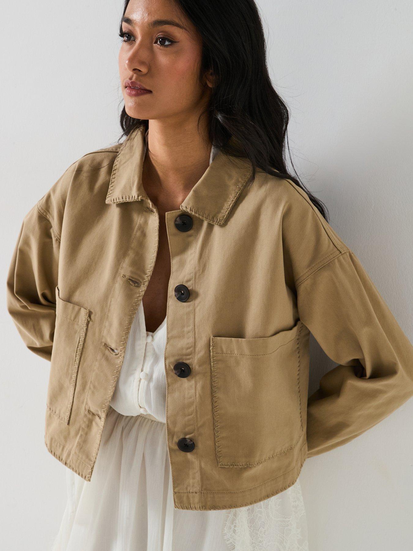 V by Very Embroidered Edge Jacket - Beige