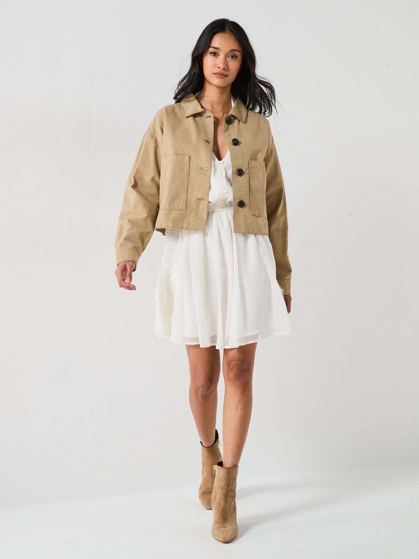 Image 3 of 6 of V by Very Embroidered Edge Jacket - Beige