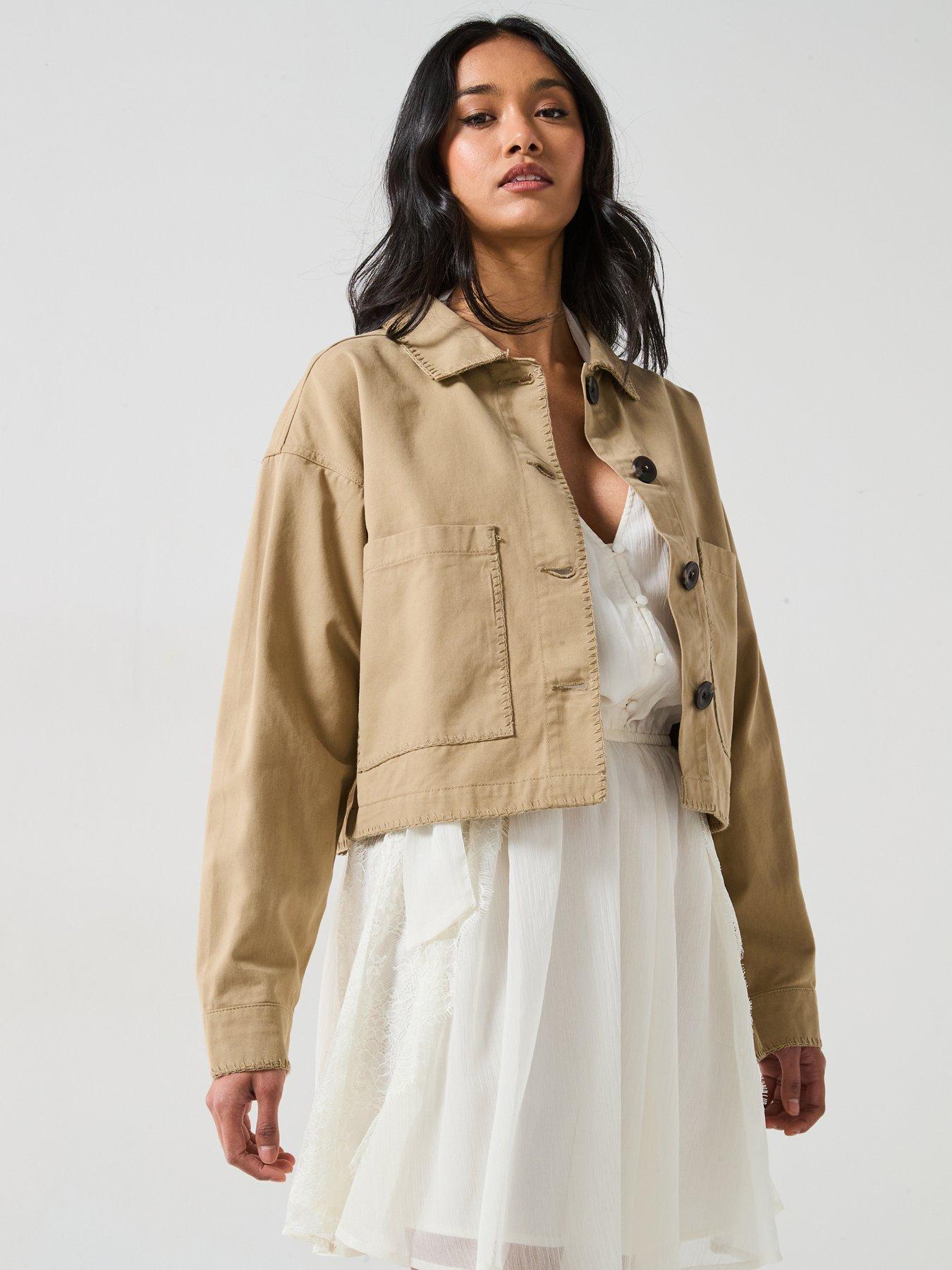 Image 5 of 6 of V by Very Embroidered Edge Jacket - Beige