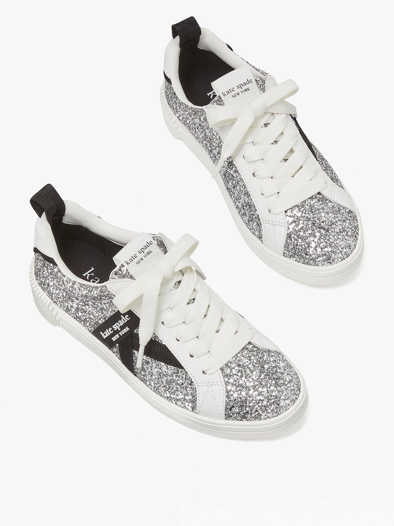 Kate Spade New York Signature Lace Up Sneaker - Silver