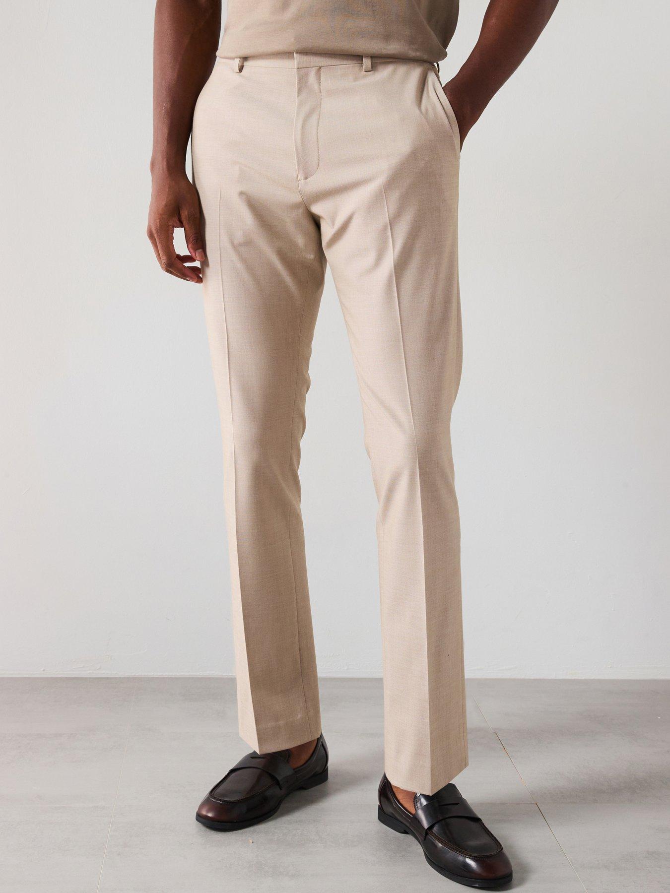 The Very Collection: Slim Fit Stretch Suit Trousers - Stone