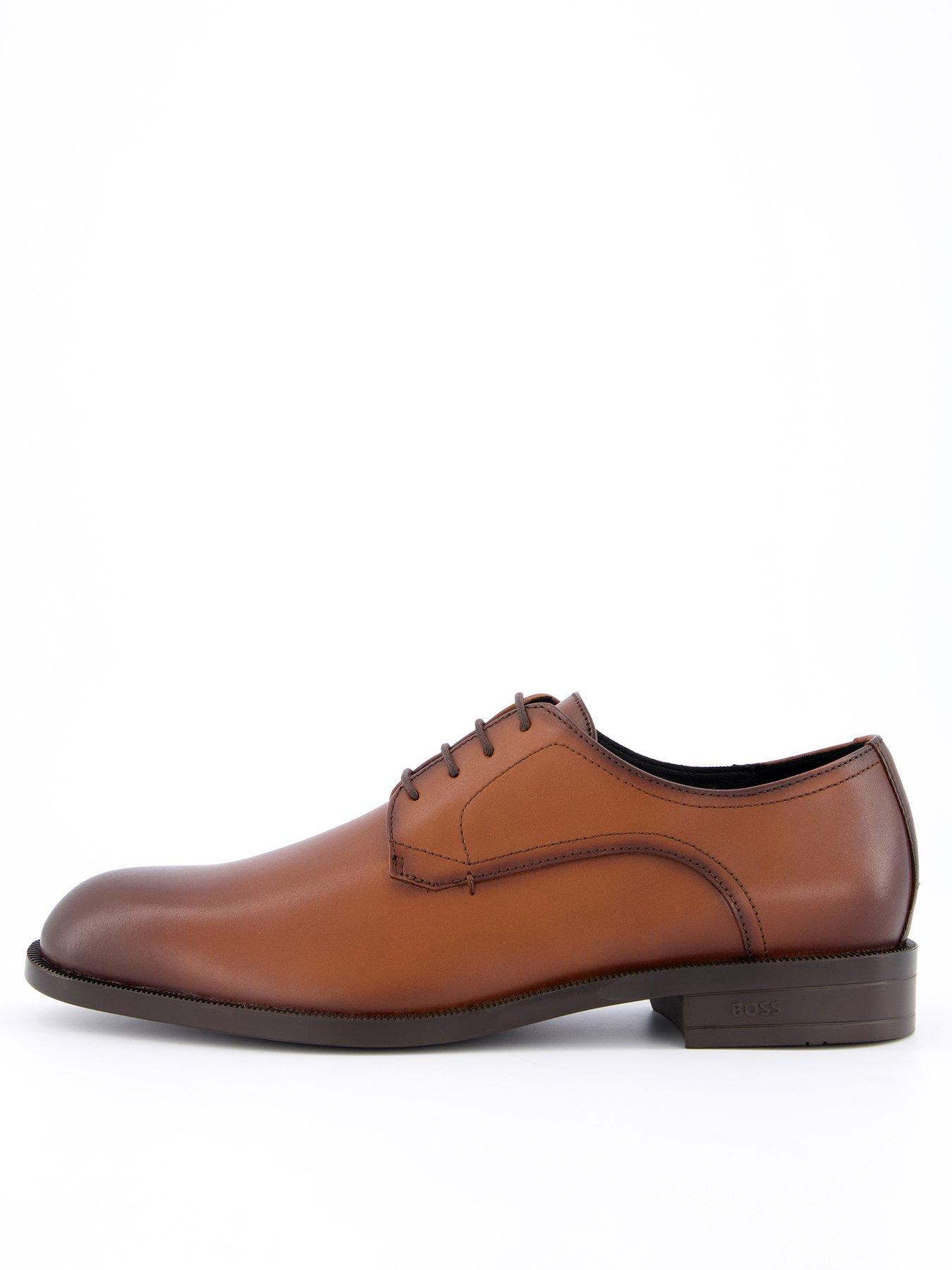 BOSS Tayil Leather Lace Derby Shoes - Light Brown