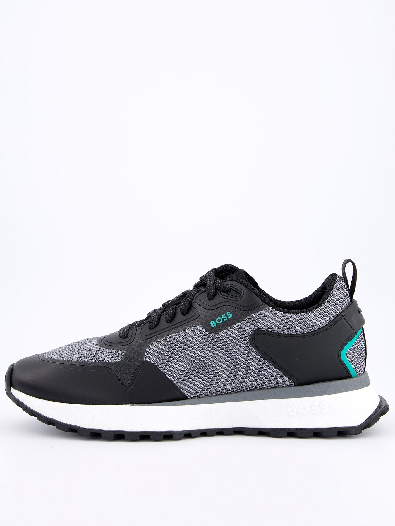 undefined Jonah Mesh and PU Leather Lace Runners - Grey