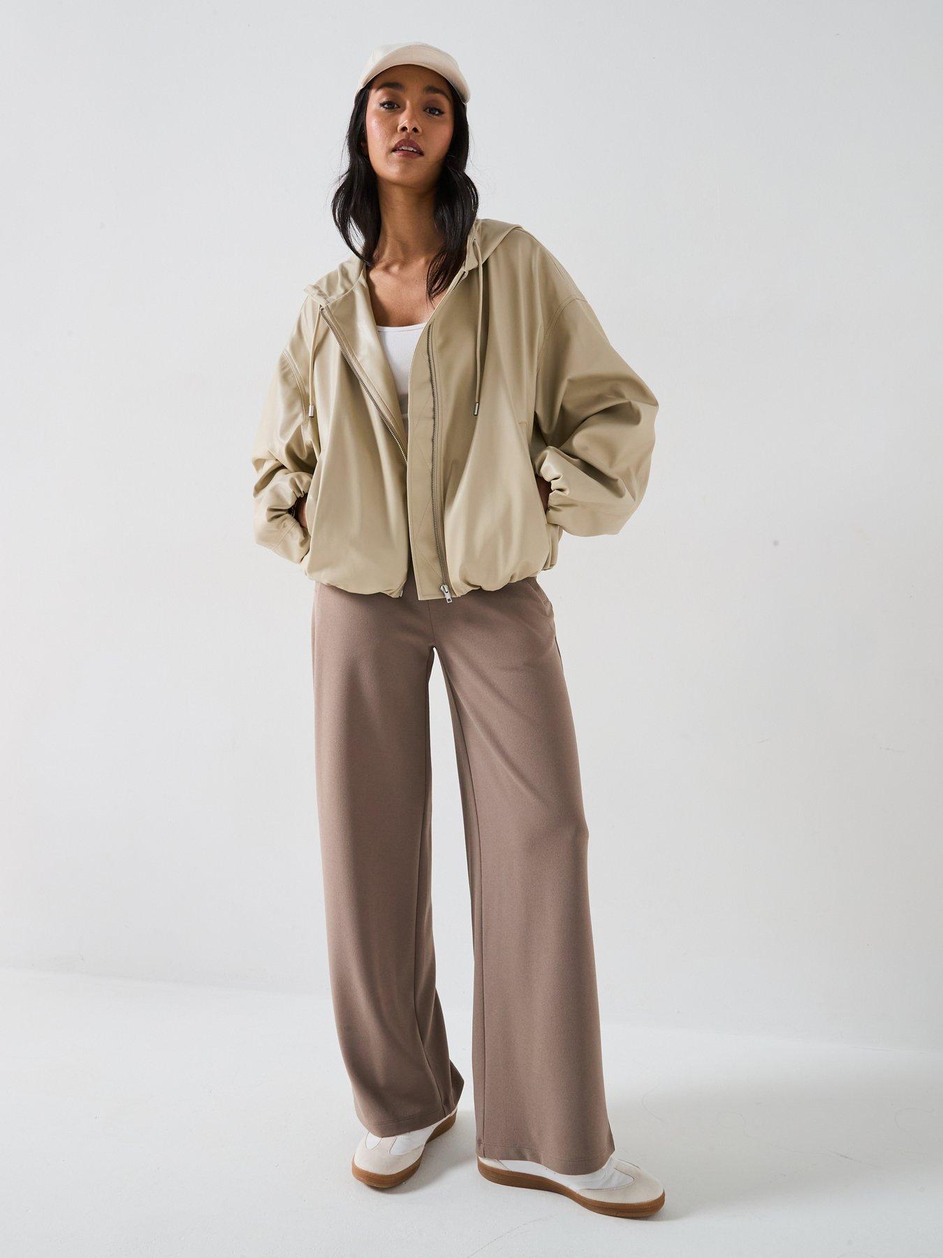 Image 3 of 6 of V by Very Faux Leather Hooded Bomber Jacket - Cream