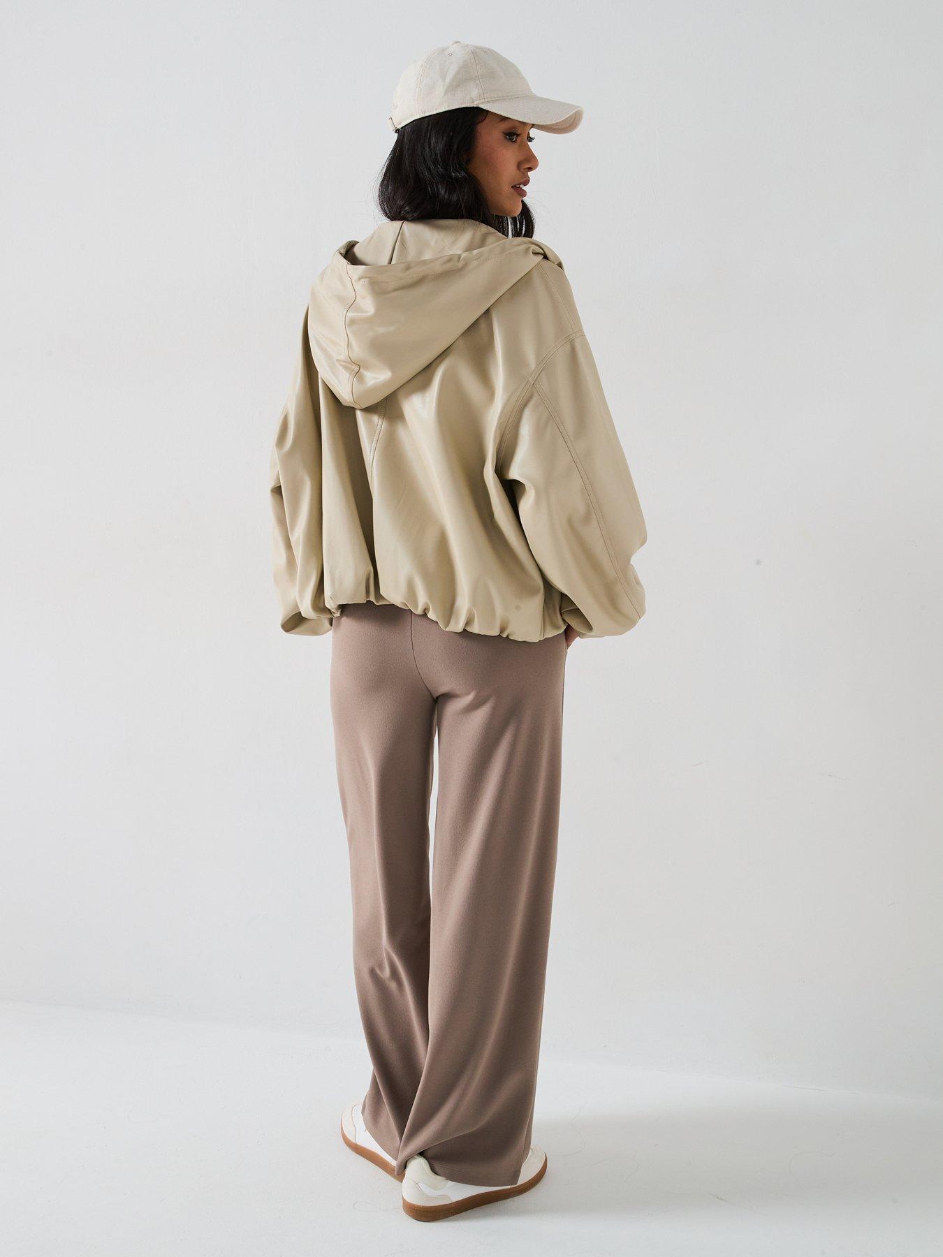 Image 6 of 6 of V by Very Faux Leather Hooded Bomber Jacket - Cream