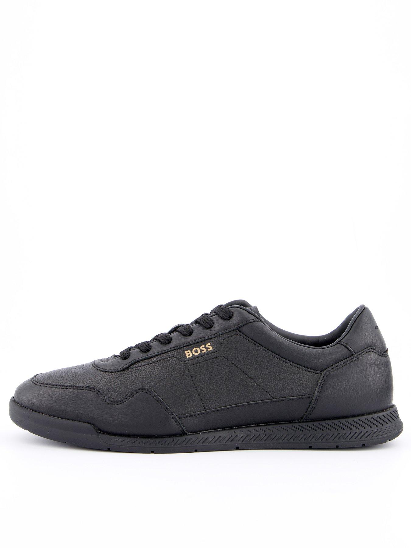 undefined Titanium Leather Lace Trainers - Black