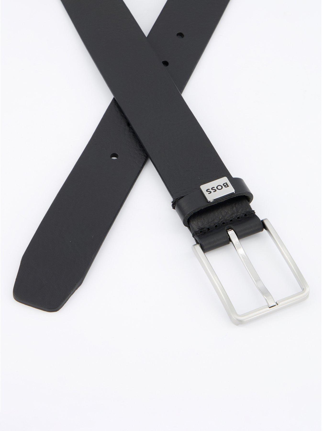 Image 3 of 4 of BOSS Elio 3.5cm Small Logo Leather Belt- Black