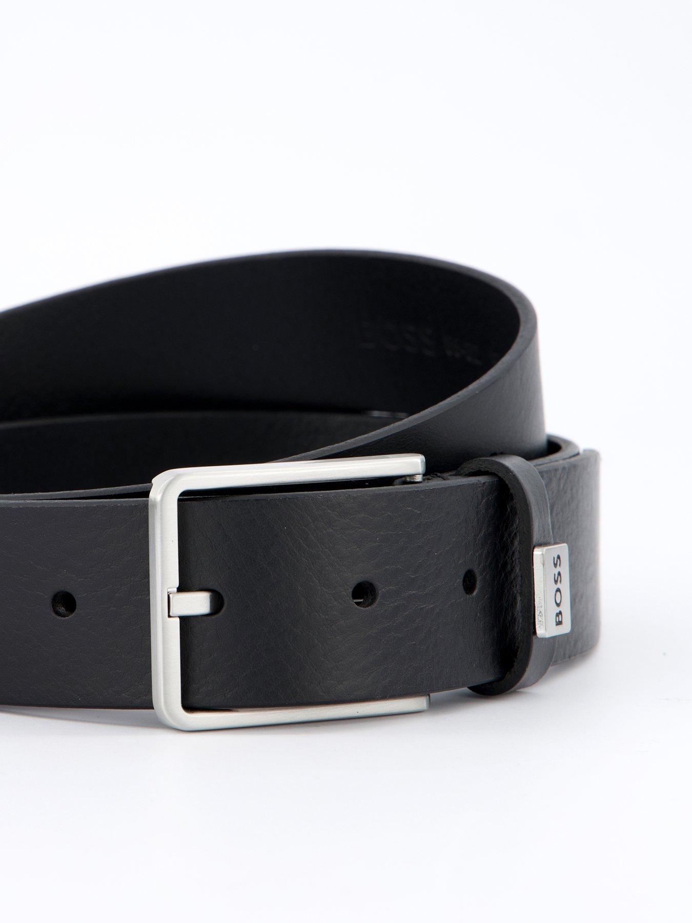 Image 4 of 4 of BOSS Elio 3.5cm Small Logo Leather Belt- Black