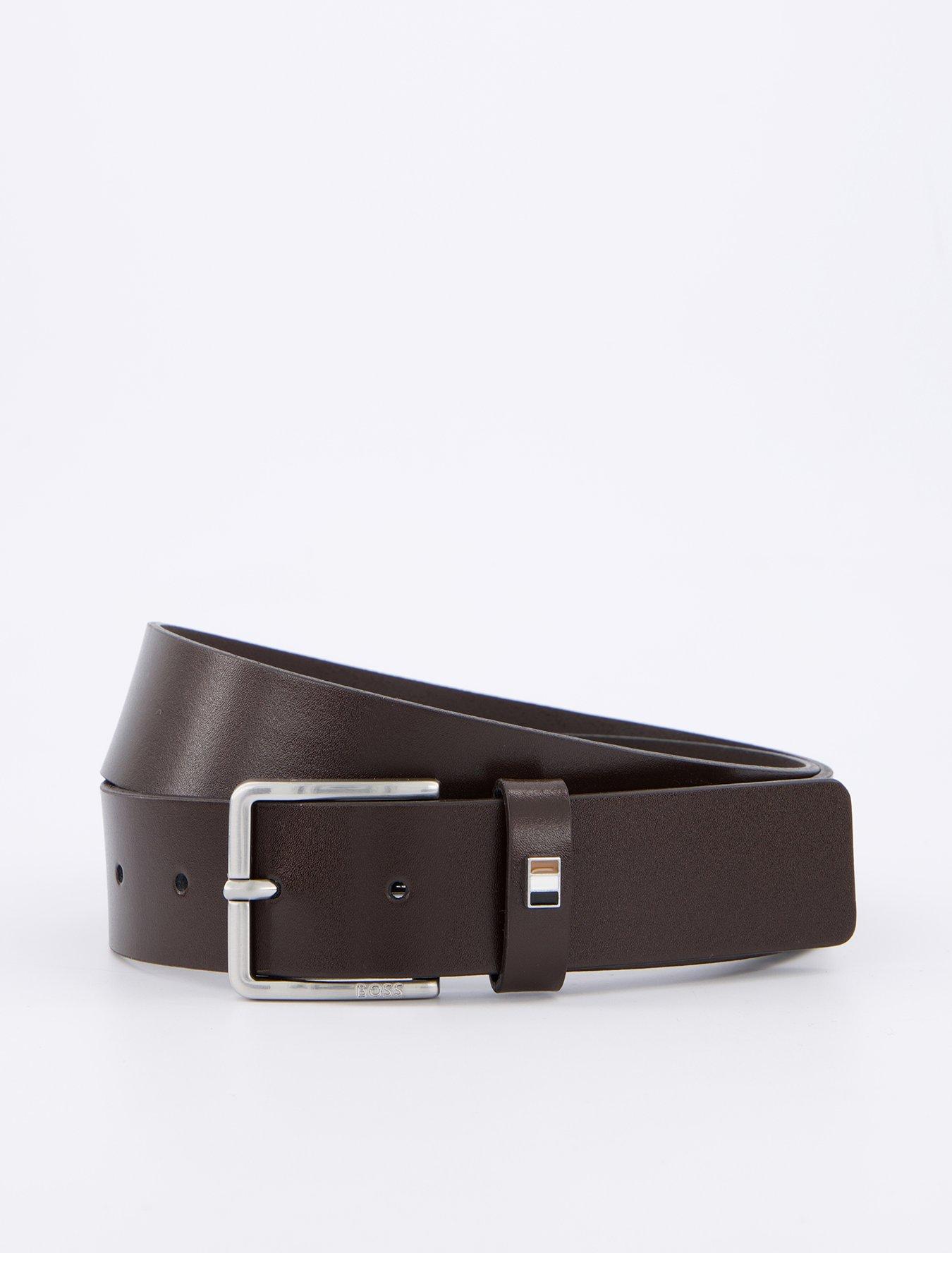 undefined Ther Corporate Flag 3.5cm Leather Belt- Dark Brown