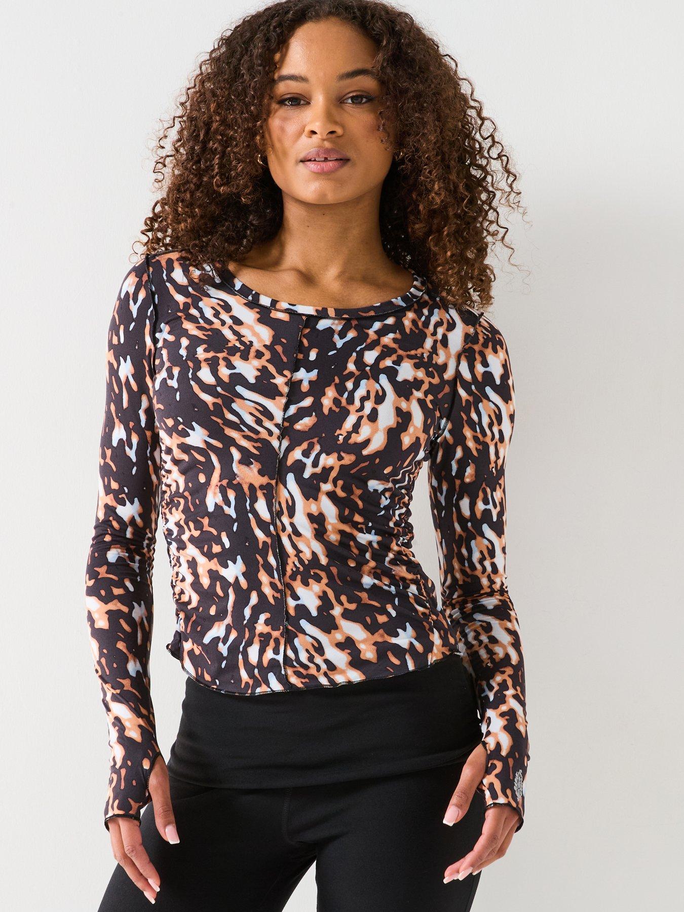 Image 1 of 6 of FP Movement Womens Printed Right On Run Long Sleeve Top - Tortoise Shell