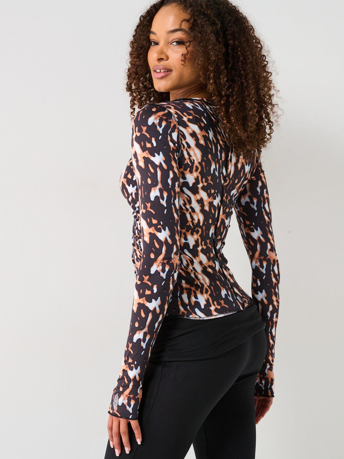 Image 2 of 6 of FP Movement Womens Printed Right On Run Long Sleeve Top - Tortoise Shell