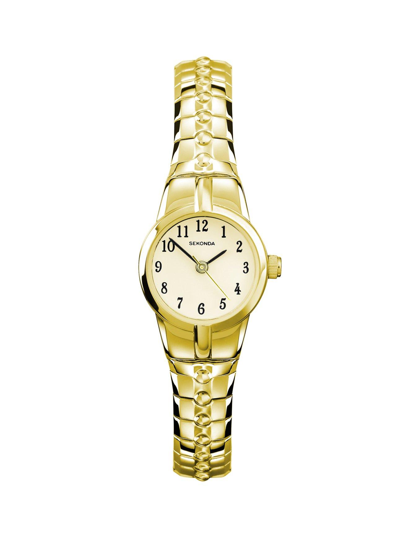 Product photograph of Sekonda Womens Newton Gold Stainless Steel Bracelet With Cream Dial Analogue Watch from very.co.uk