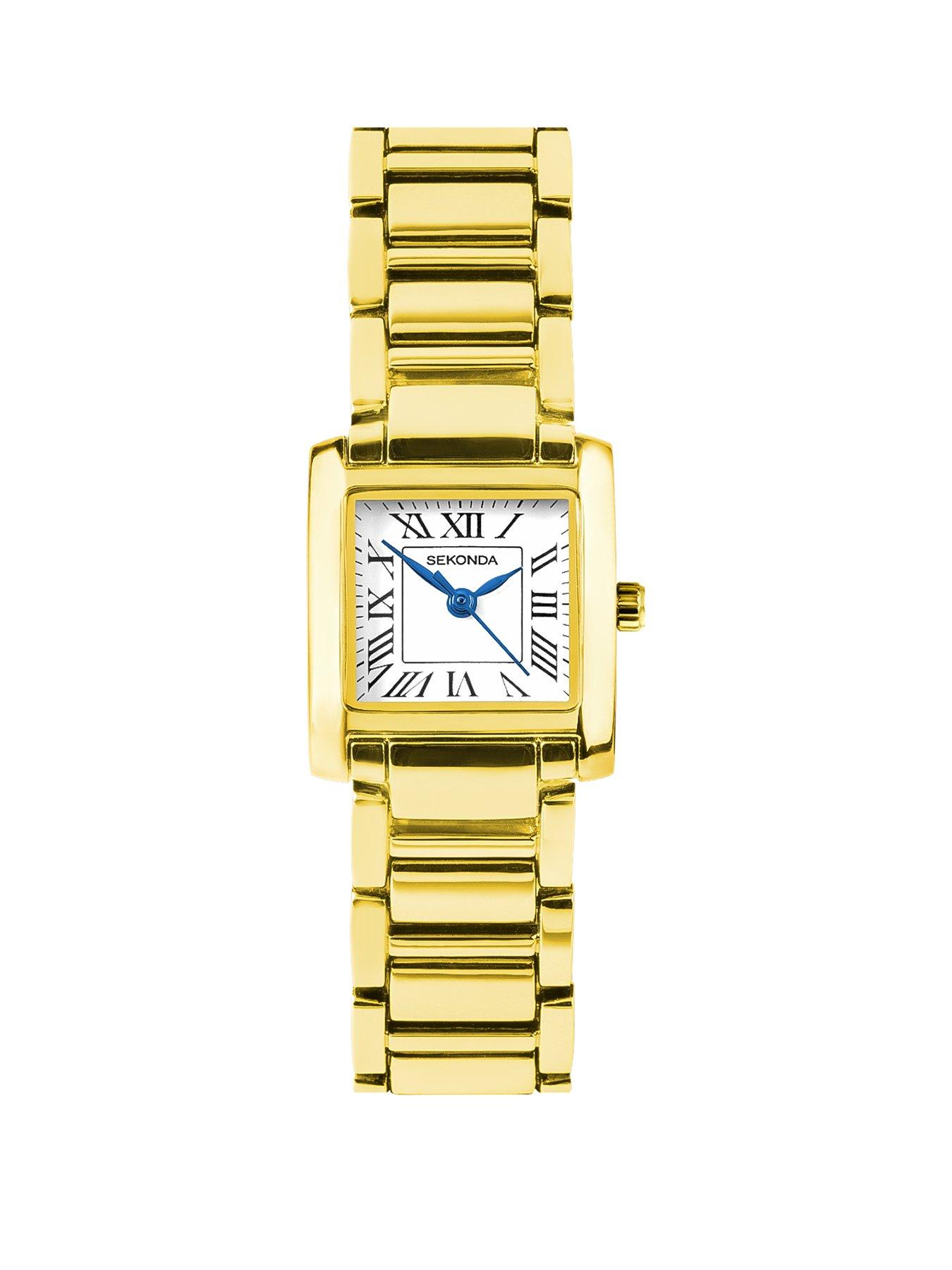 Product photograph of Sekonda Womens Montreal Gold Alloy Bracelet With White Dial Analogue Watch from very.co.uk