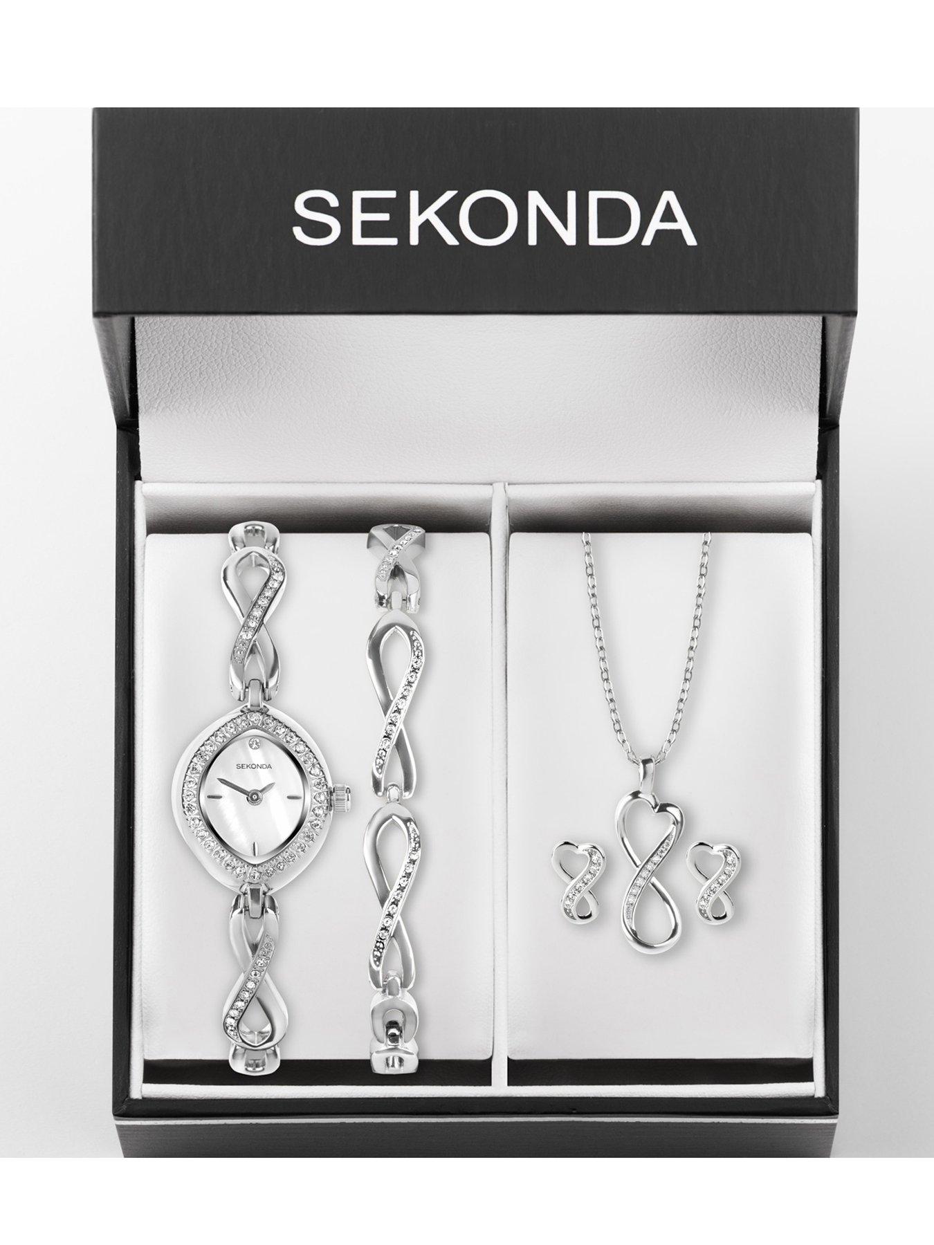 Image 2 of 4 of Sekonda Womens Infinity Silver Alloy Bracelet with White Dial Analogue Gift Set